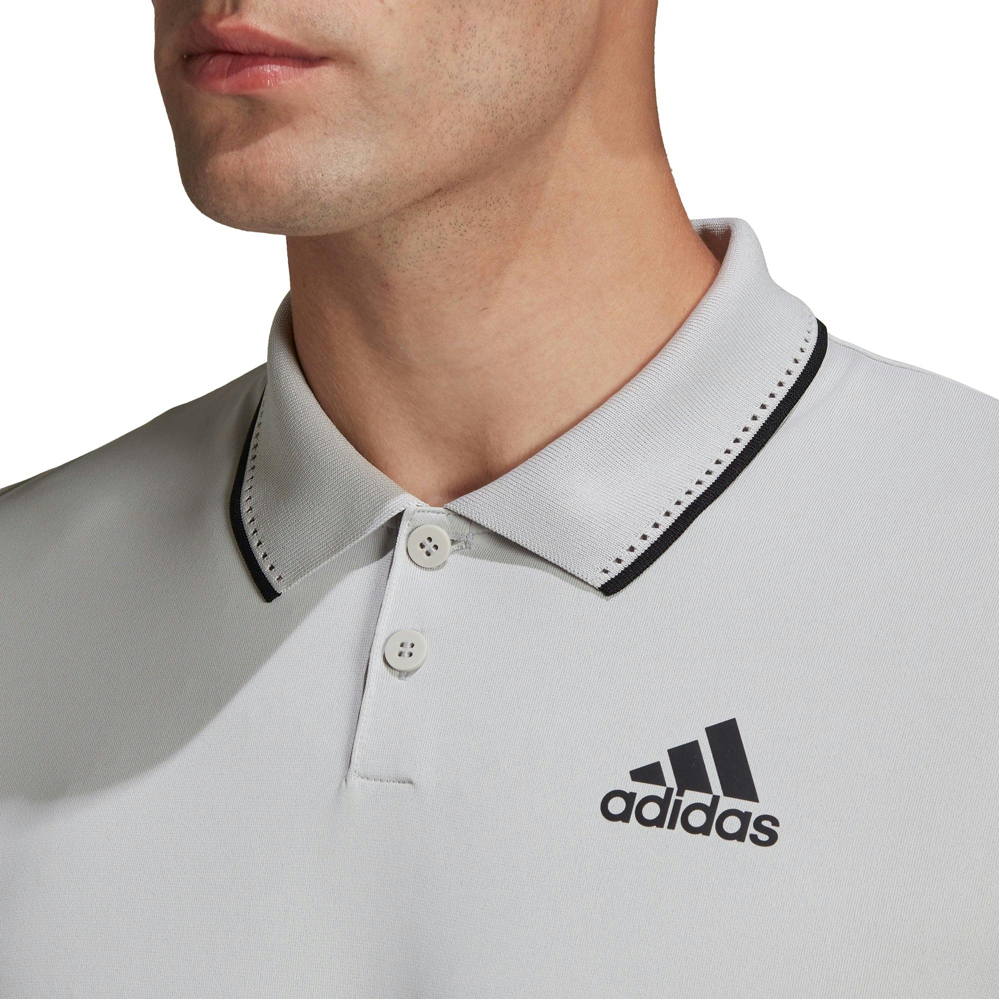 Adidas HEAT.RDY Grey One Mens Tennis Polo - GRY ONE/BLK 056 / XL