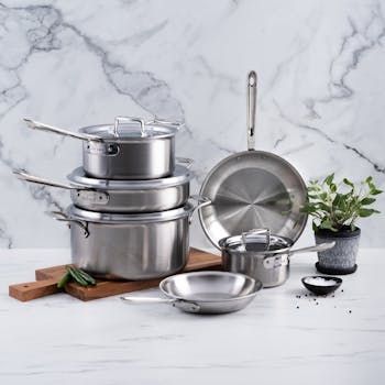 All-Clad D3 Stainless 3-ply Bonded Cookware Set, Nonstick · 10