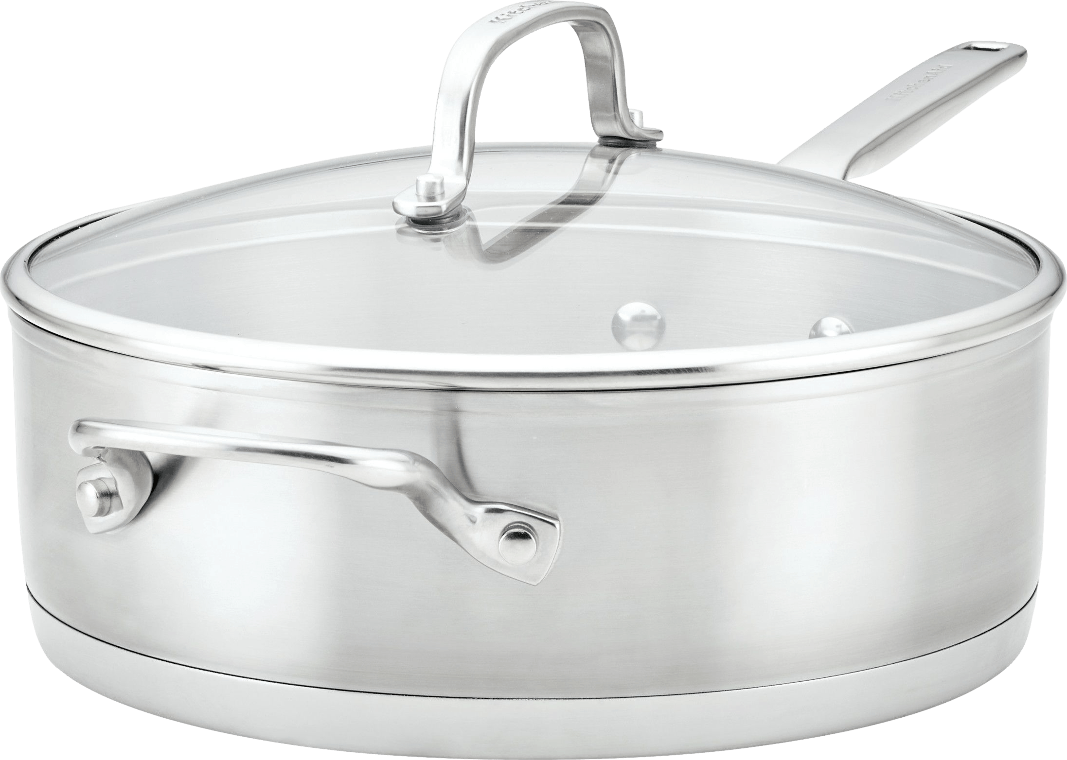 KitchenAid 3-Ply Base Stainless Steel Induction Saute Pan with Helper Handle and Lid, 4.5-Quart, Brushed Stainless Steel