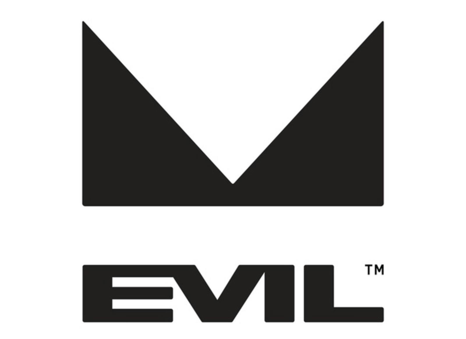 The Evil Bikes logo that says "Evil" below two joined black triangles.