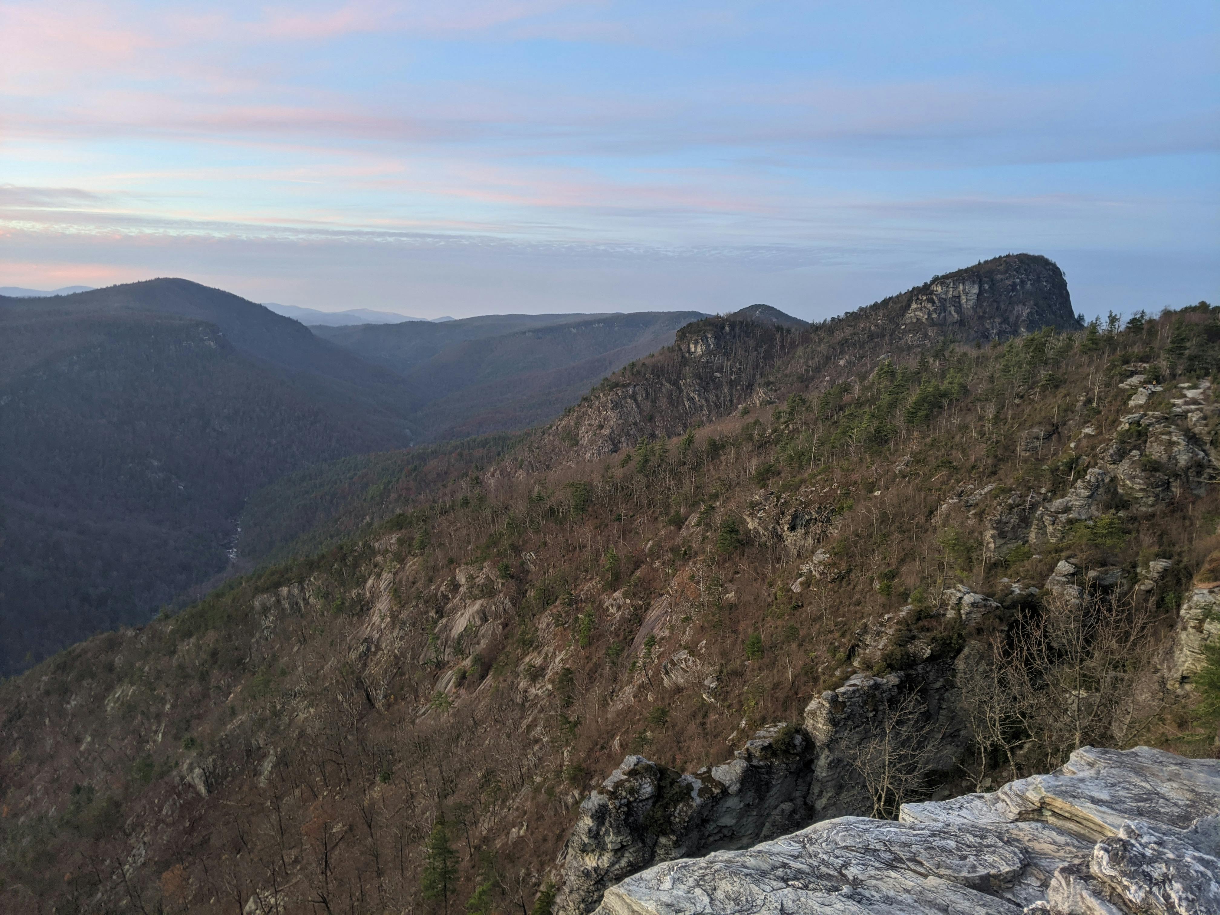 Looking north through Linville Gorge to the iconic summit of Table Rock 
