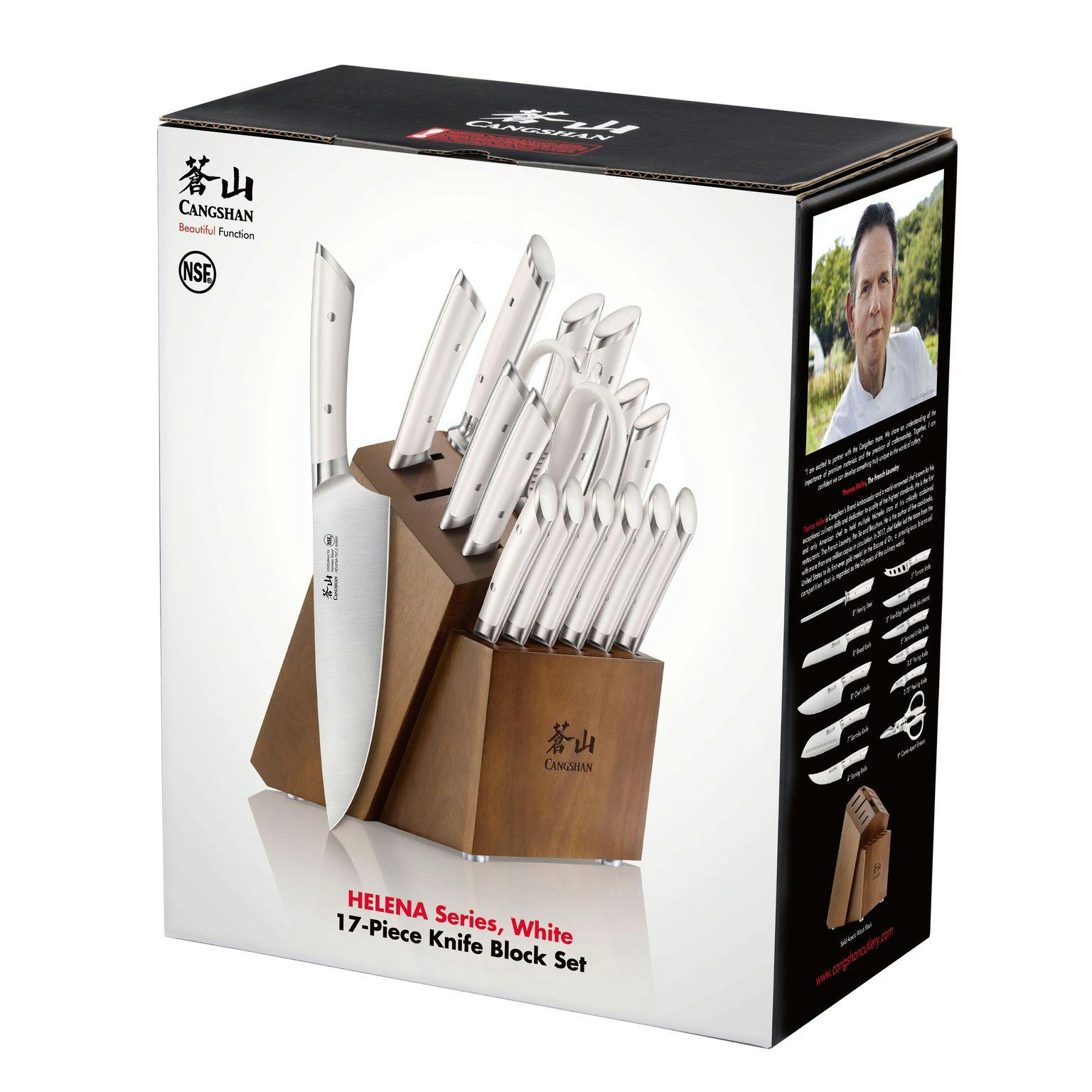 Thomas Keller Signature White Collection 17-Piece Knife Block Set