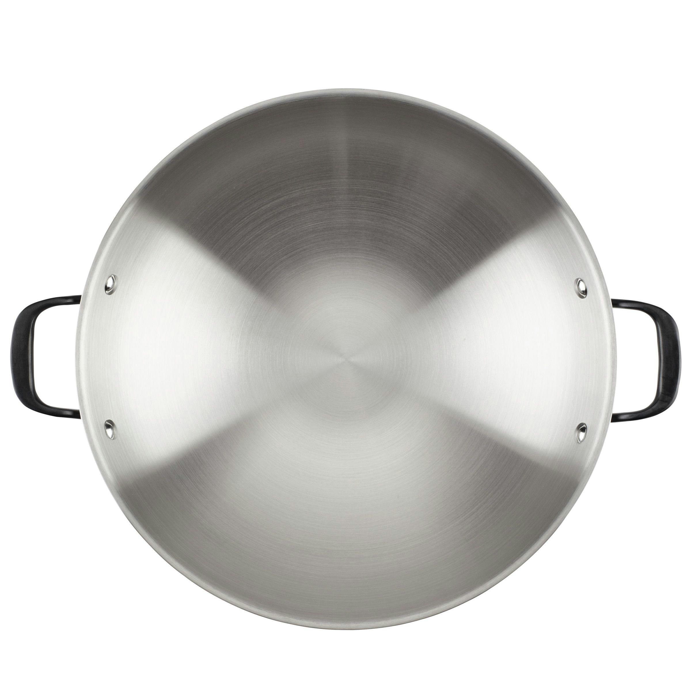 KitchenAid 5-Ply Clad Stainless Steel Induction Wok, 15-Inch, Polished Stainless Steel