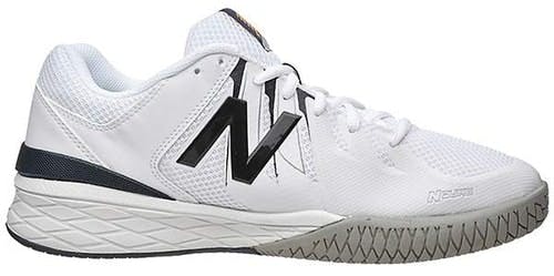 Product image of white New Balance tennis shoes. 
