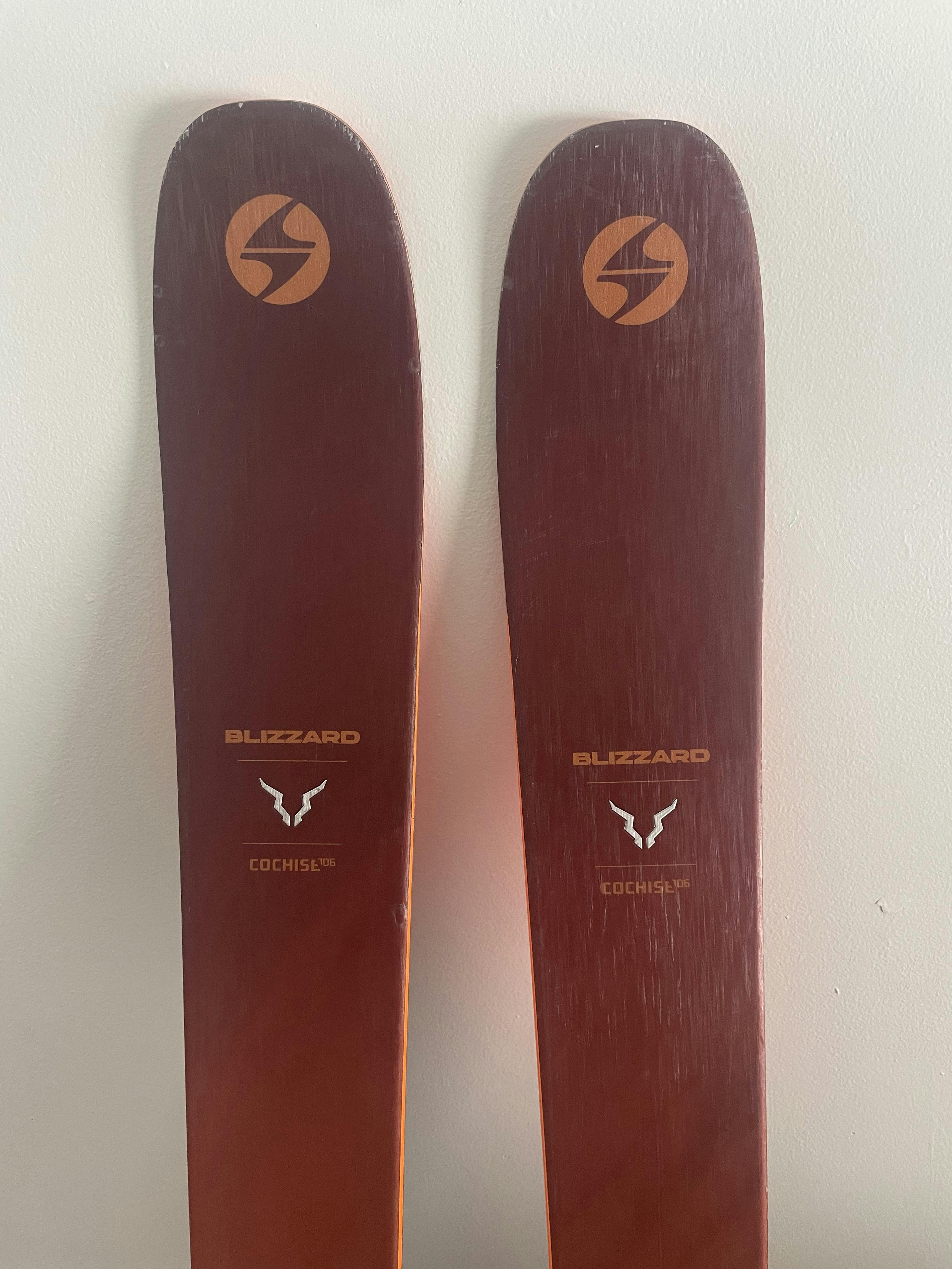 Top of the  Blizzard Cochise 106 Skis · 2021 after 10 days of wear.