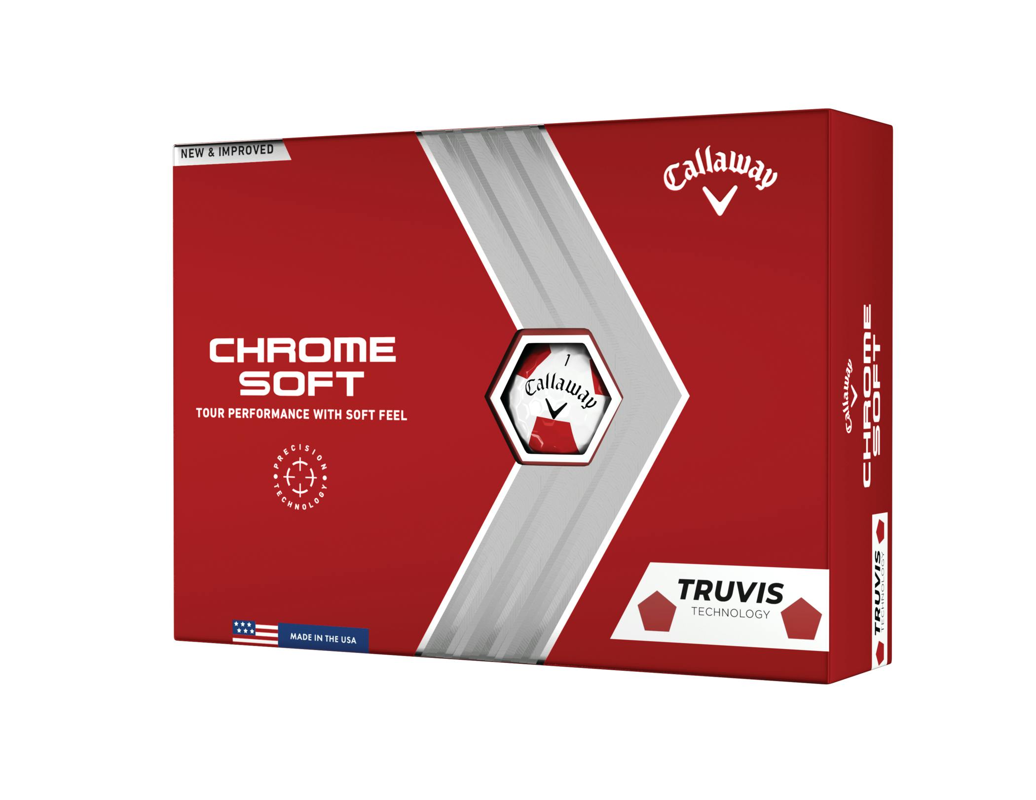 Callaway 2022 Chrome Soft Truvis Golf Balls · White/Red · One Dozen