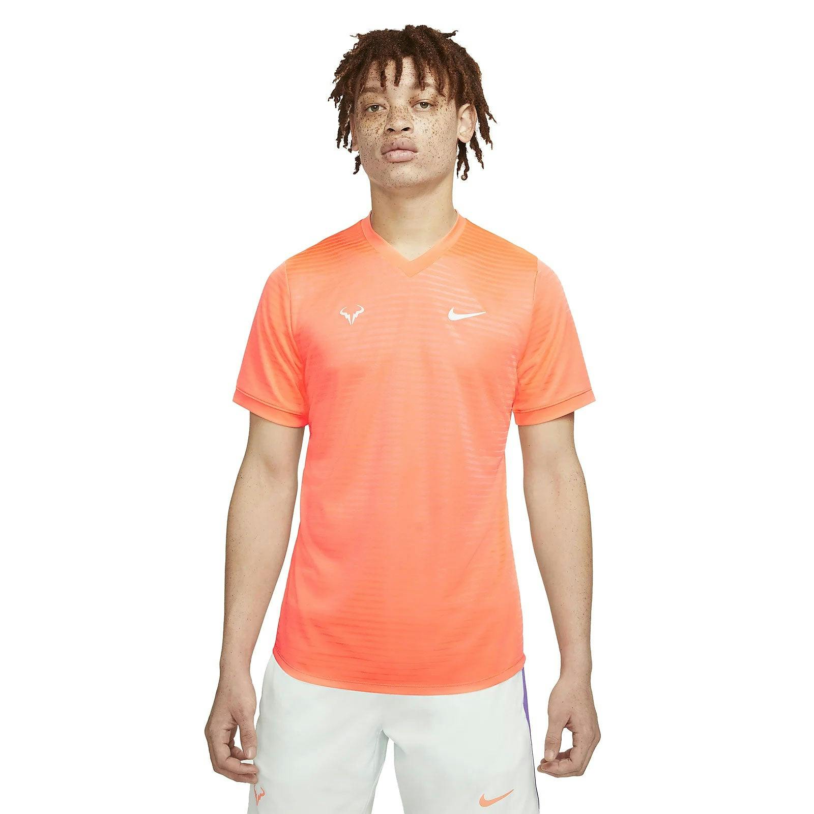 Nike Rafa Challenger Mens Short Sleeve Tennis Shirt - 451 OBSIDIAN / M