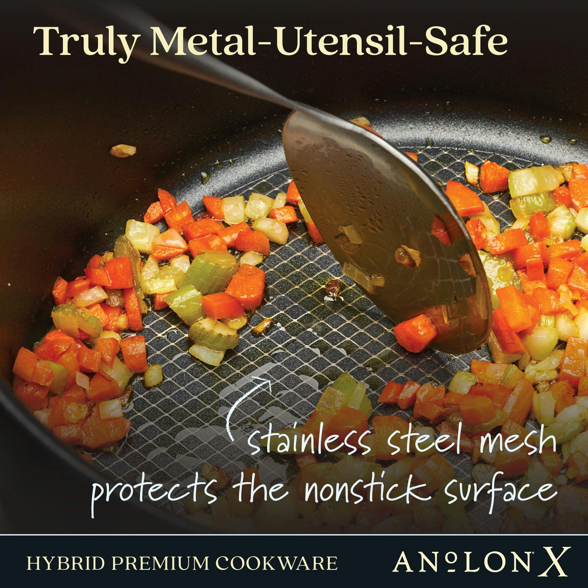 Anolon X Hybrid Nonstick Induction Saucepan With Lid, 3-Quart, Super Dark Gray