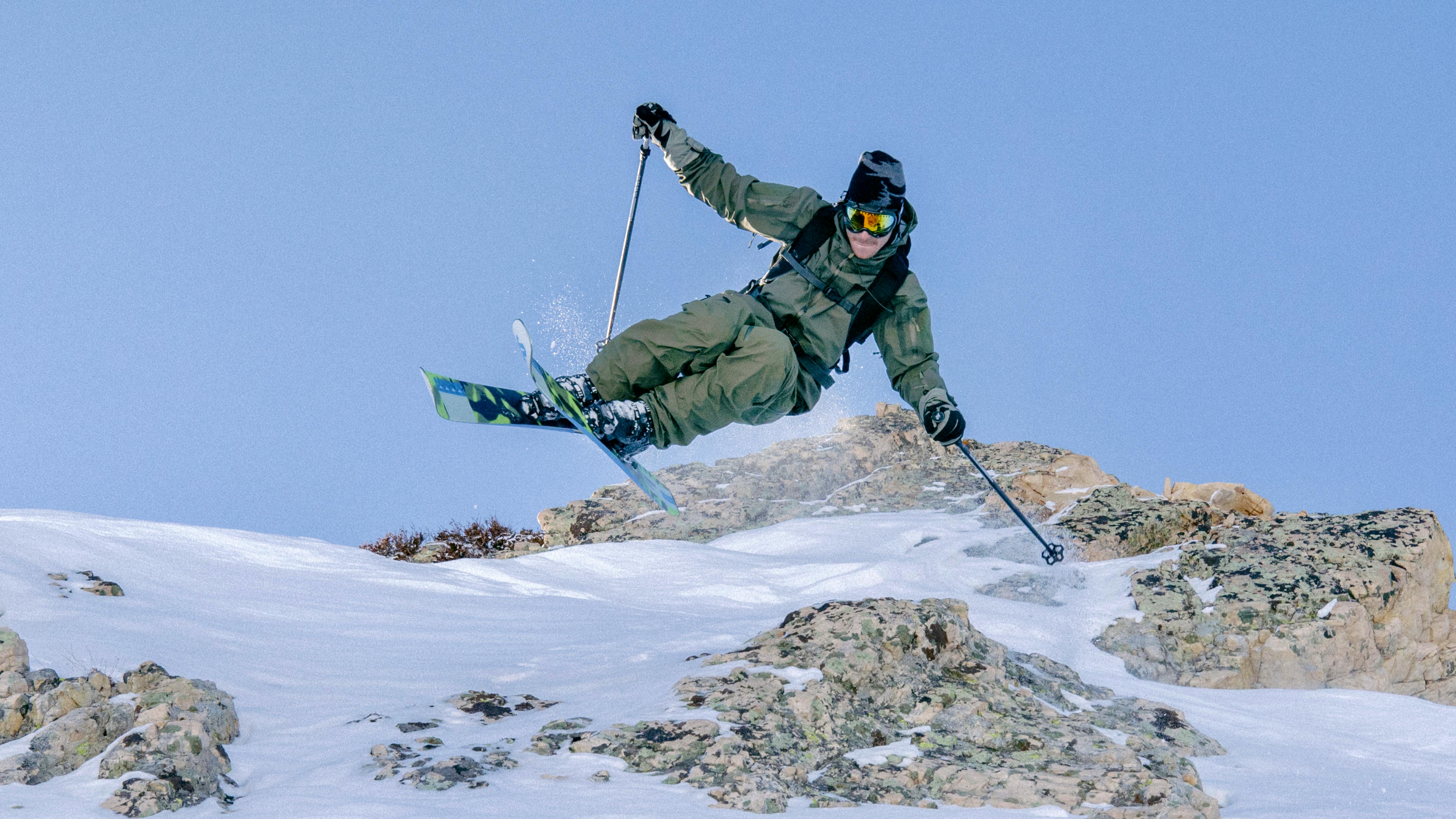 Sean Pettit jumps on 2022 Mindbender Ti skis.