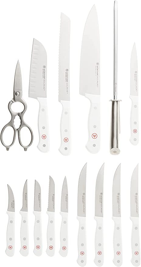 Wusthof Gourmet 16-Piece Knife Block Set - White Handles