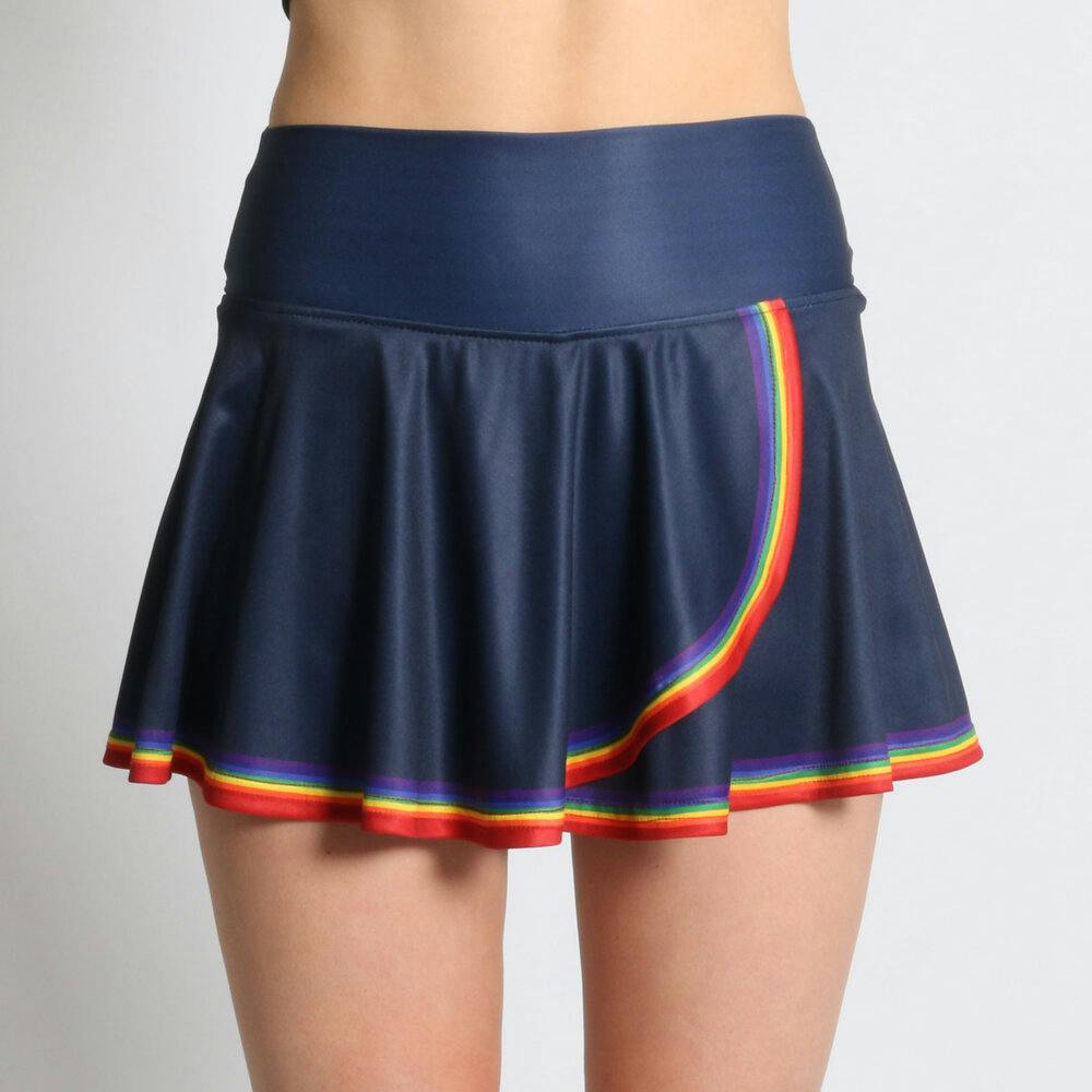 Faye+Florie Navy Rainbow Print Holly Skirt
