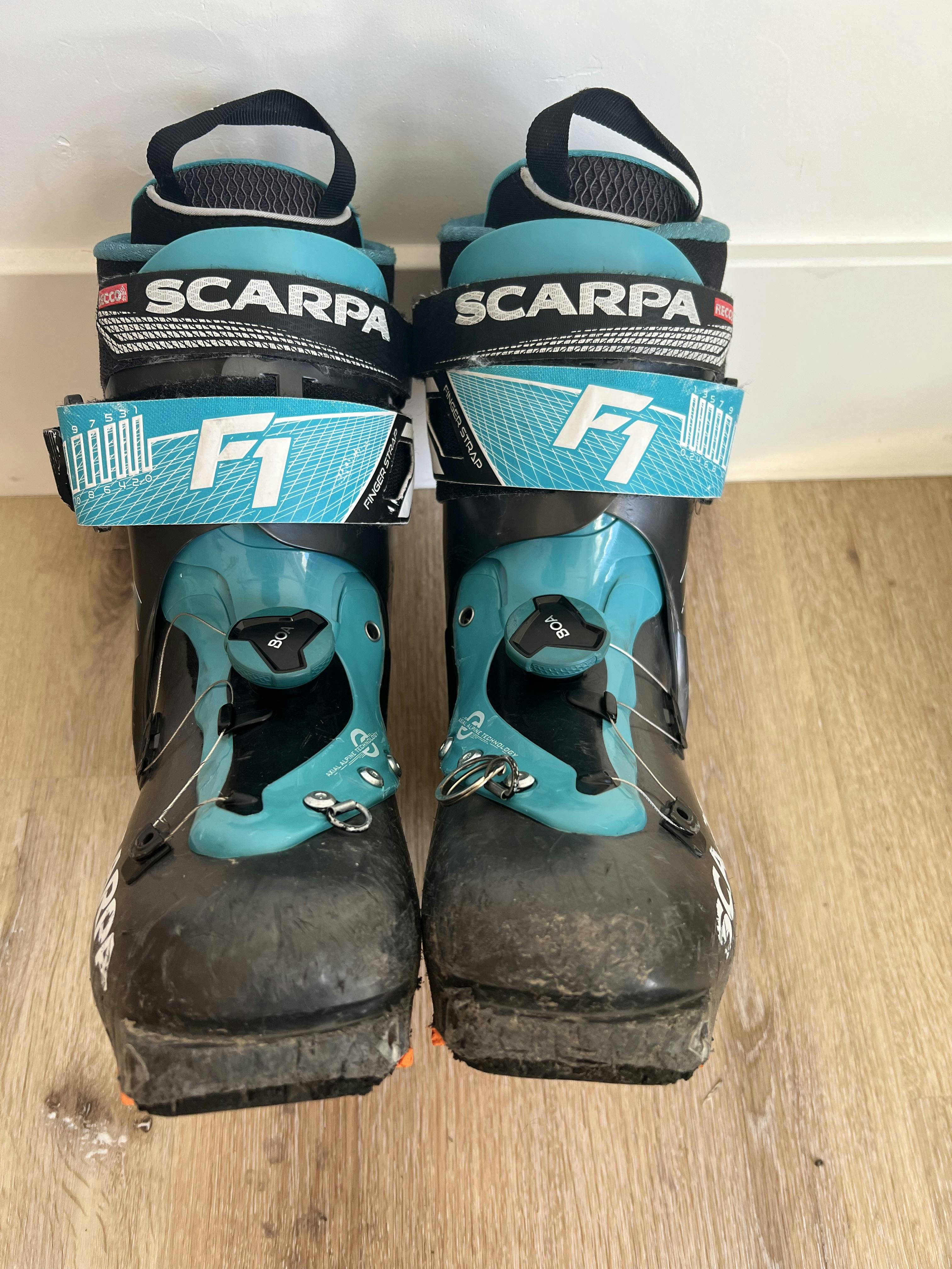 Front of the  Scarpa F1 95 Ski Boots · 2022.
