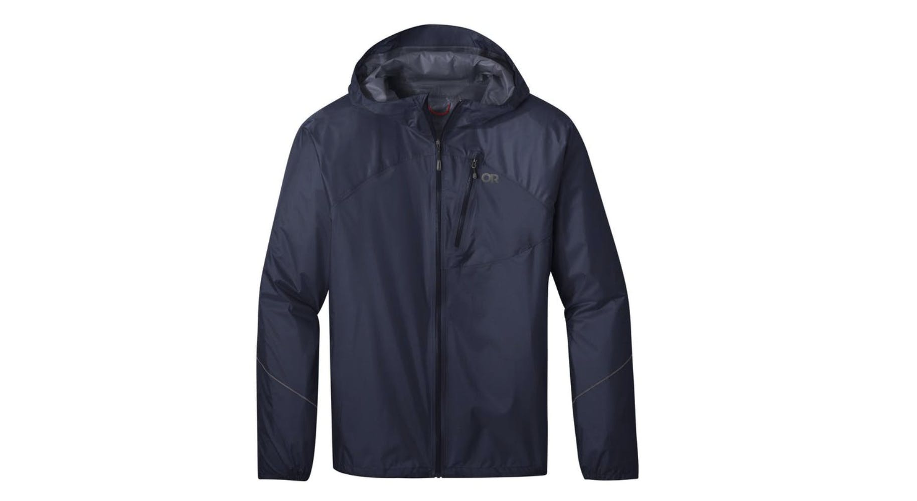 The Outdoor Research Helium Jacket in blue.