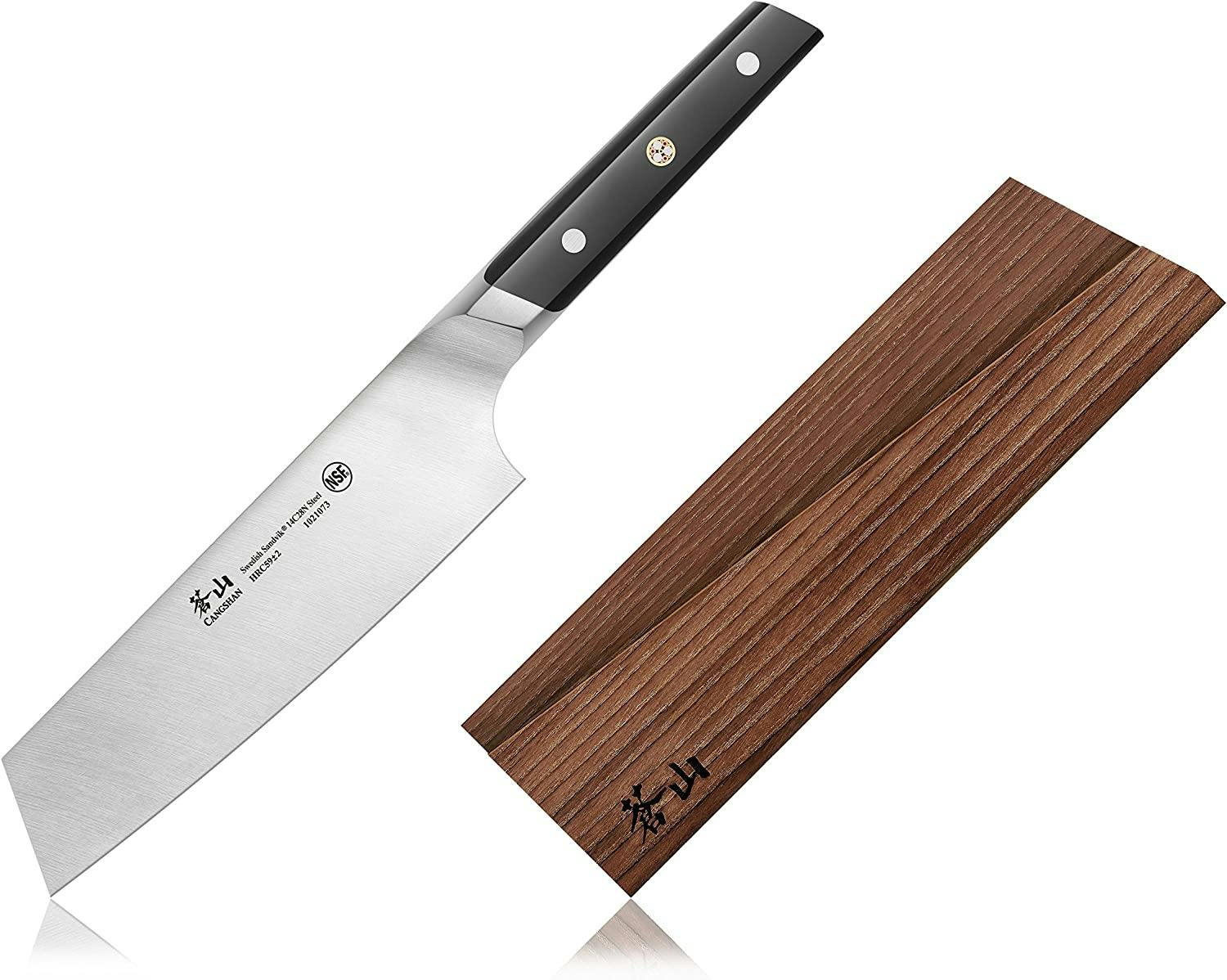 Cangshan TC Series 7" Nakiri Knife and Wood Sheath Set