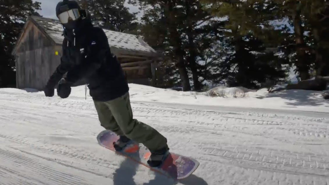 Snowboard Expert Everett Pelkey riding the 2023 Bataleon Evil Twin snowboard
