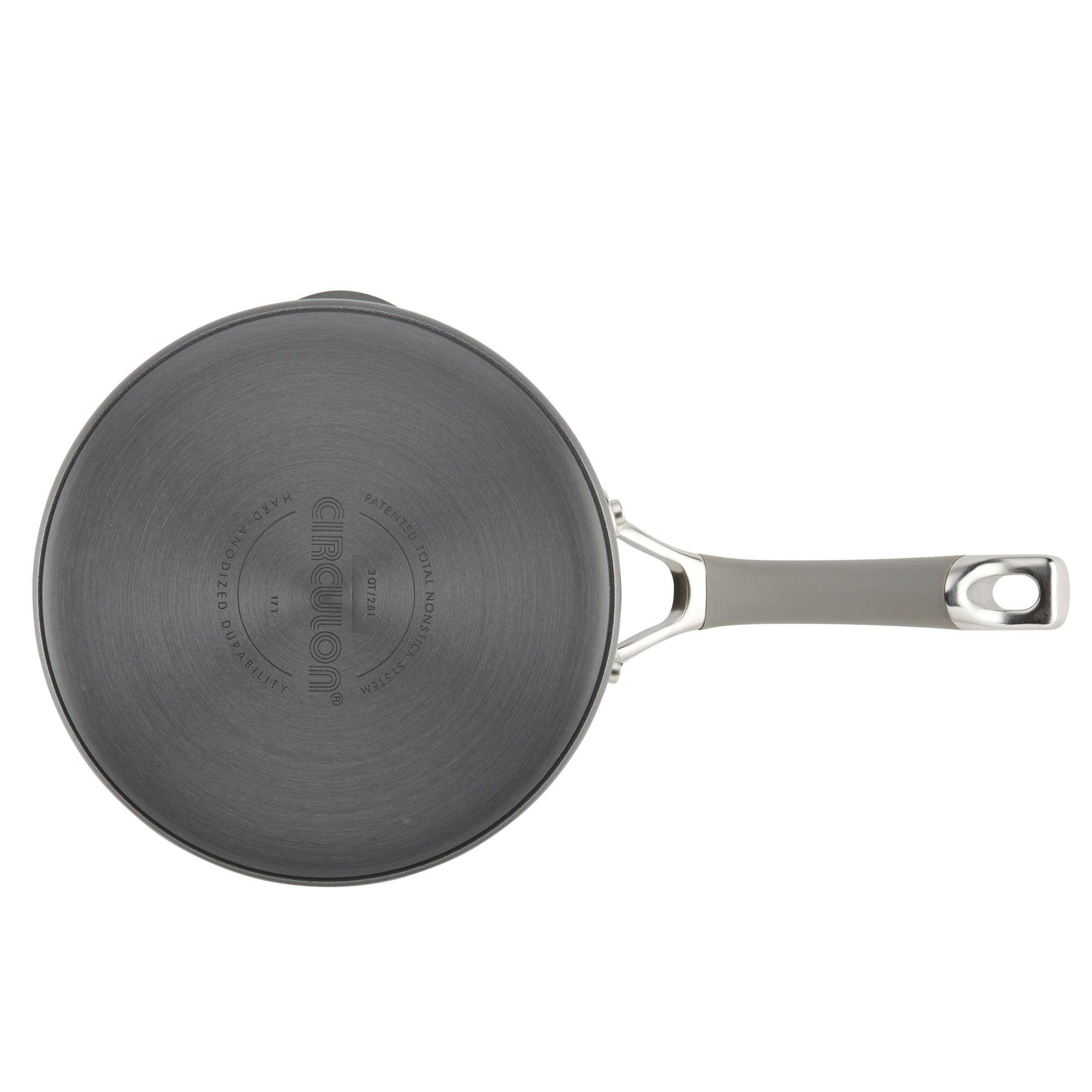 Circulon A1 Series ScratchDefense Nonstick Induction Straining Sauce Pan with Lid, 3qt, Graphite