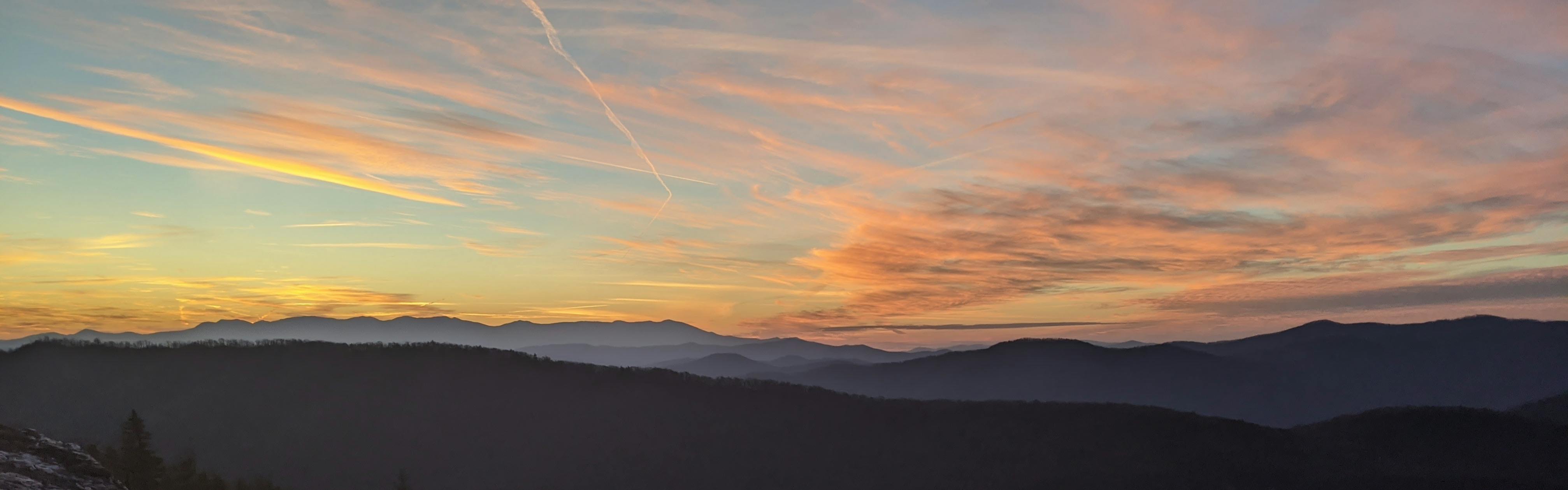A “typical” Western North Carolina sunset from the Chimneys in Linville Gorge