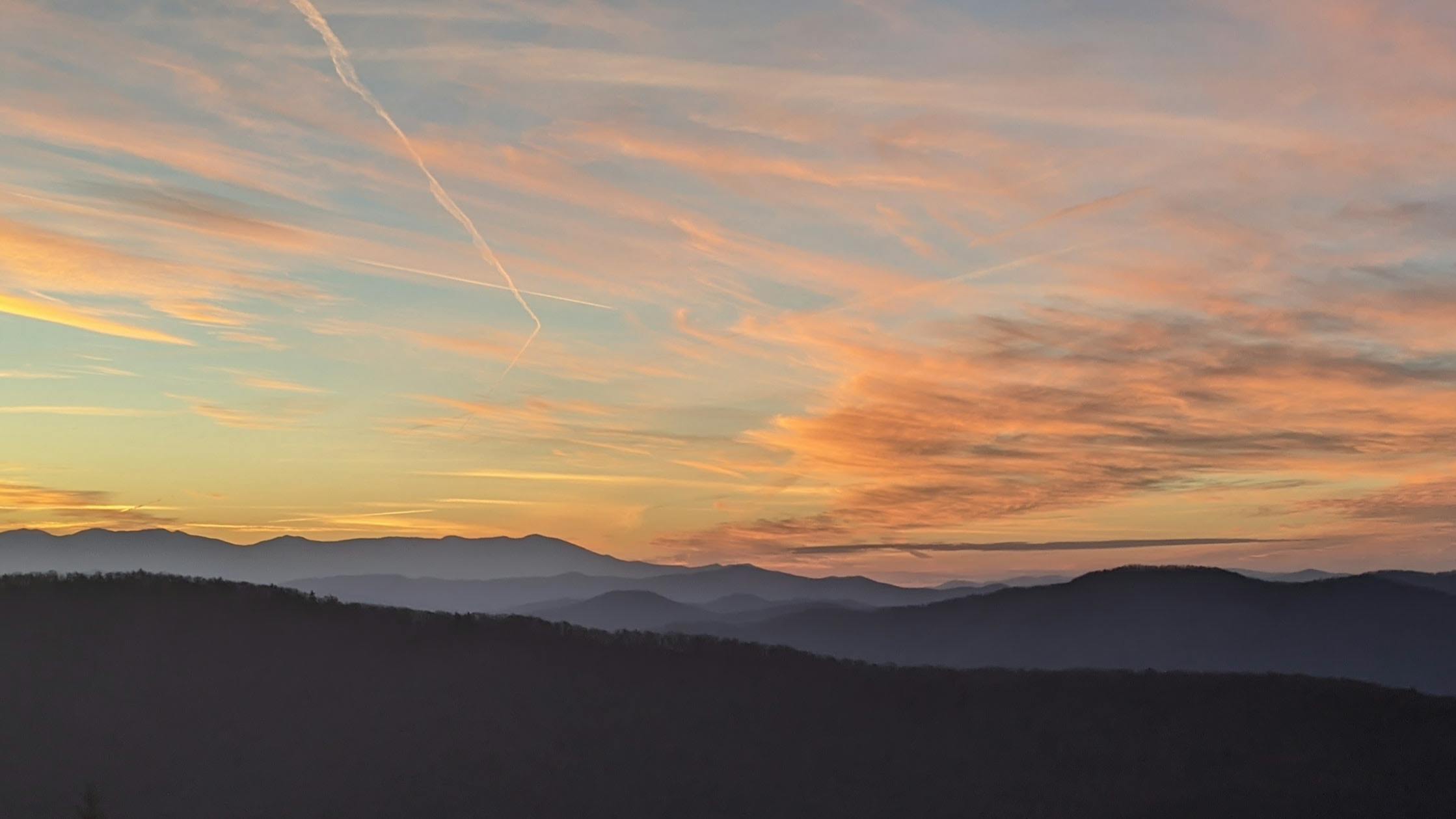 A “typical” Western North Carolina sunset from the Chimneys in Linville Gorge
