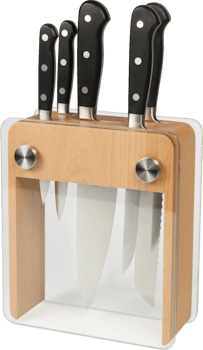 Mercer ZüM 6-Pc. Knife Block Set - Beech Wood & Glass