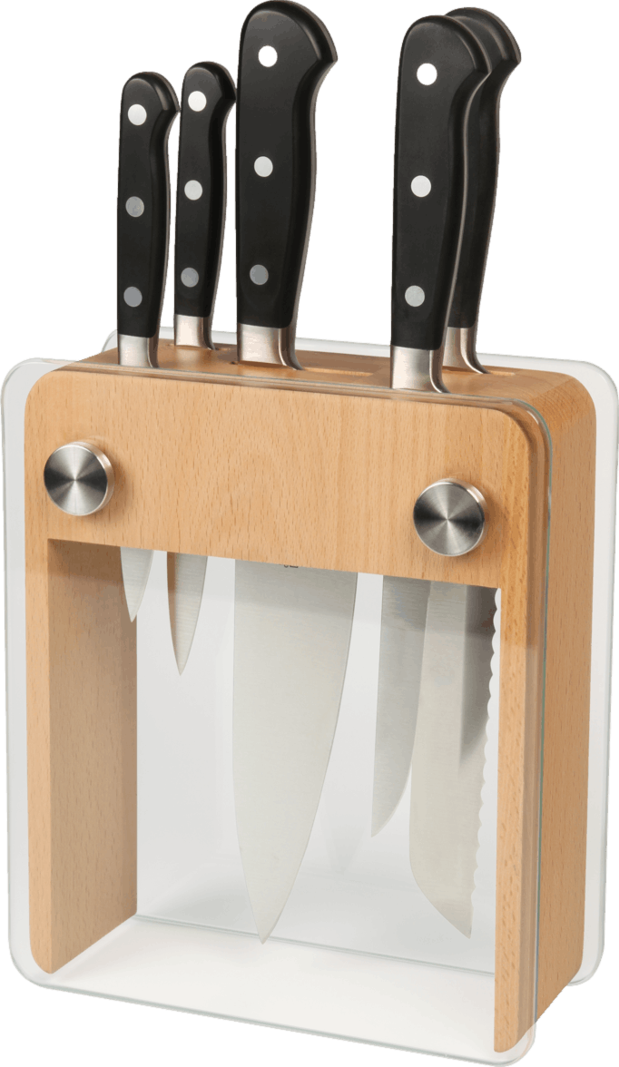 Mercer Culinary 6-Piece Renaissance Glass/Wood Block Set