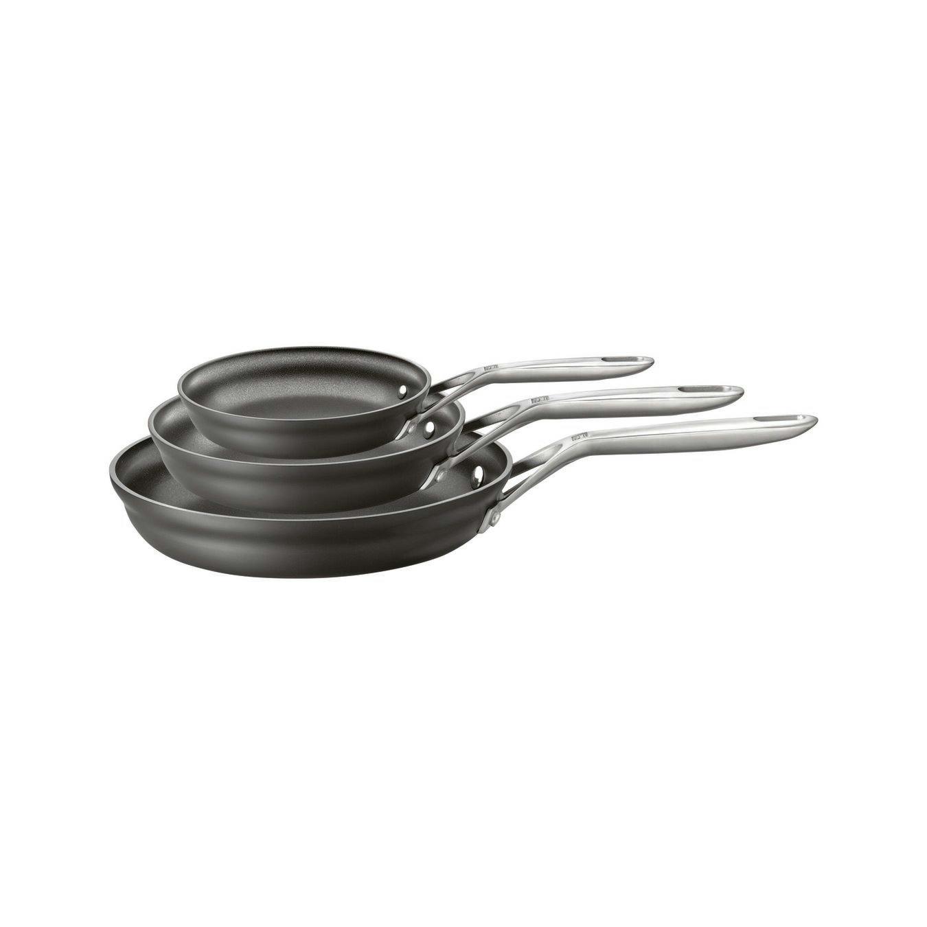 Zwilling Motion Hard-Anodized 3-Piece Nonstick Fry Pan Set, Grey