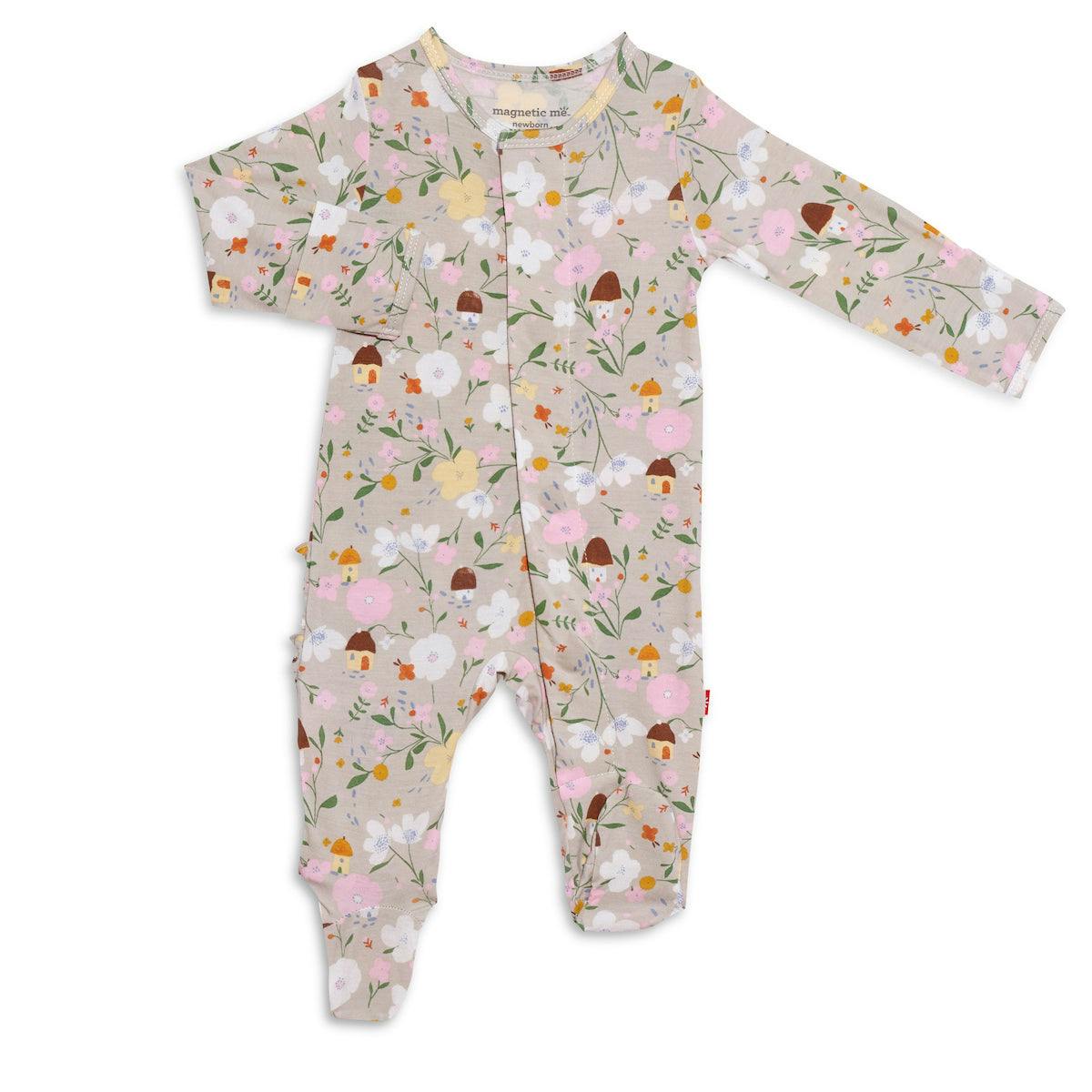 Magnetic Me Modal Ruffle Footie Portabella Posies · 9/12 months