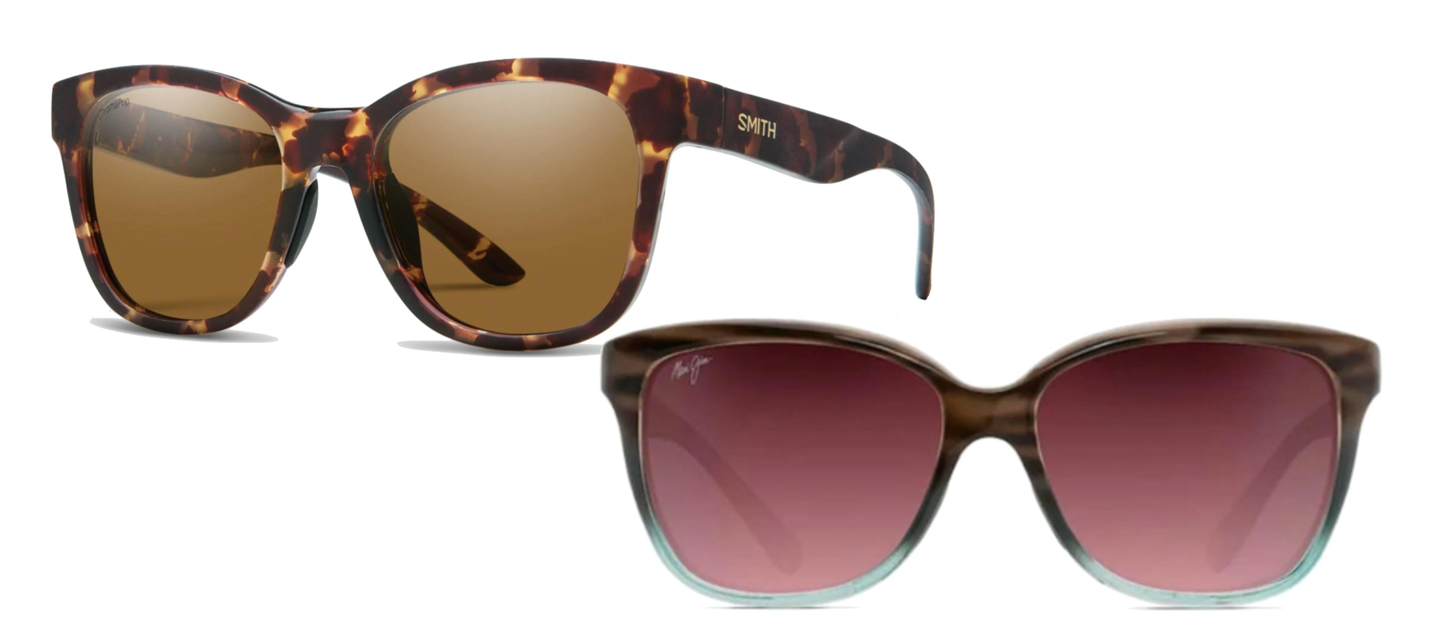 Product images of the Smith Suncloud Caper Chromapop Polarized Sunglasses and the Maui Jim Starfish Sunglasses.