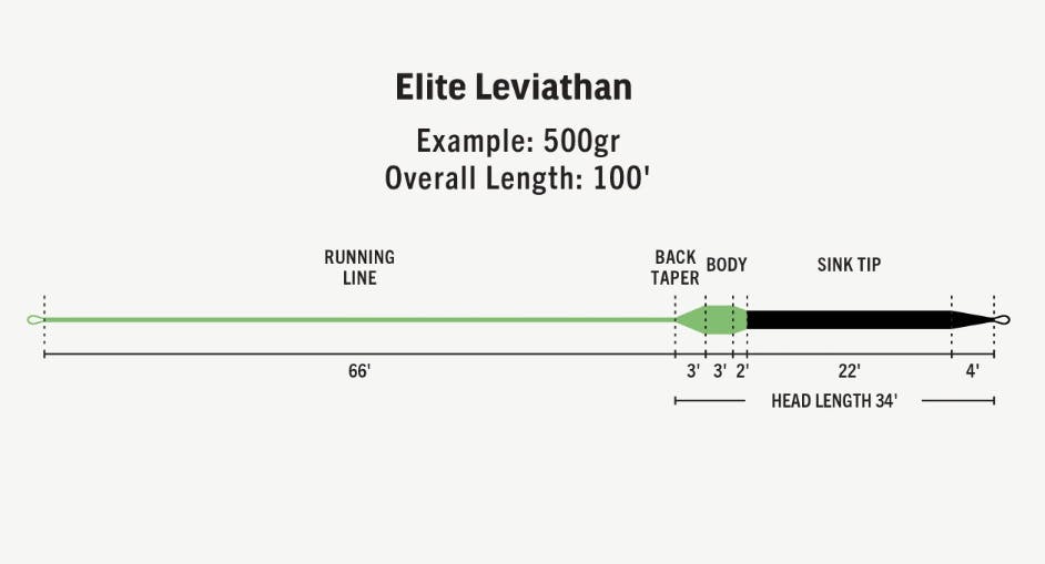 Rio Tropical Series Elite Leviathan Fly Line · WF · 14-16 wt · Intermediate/Extra Fast Sink · Black-Trans Yellow