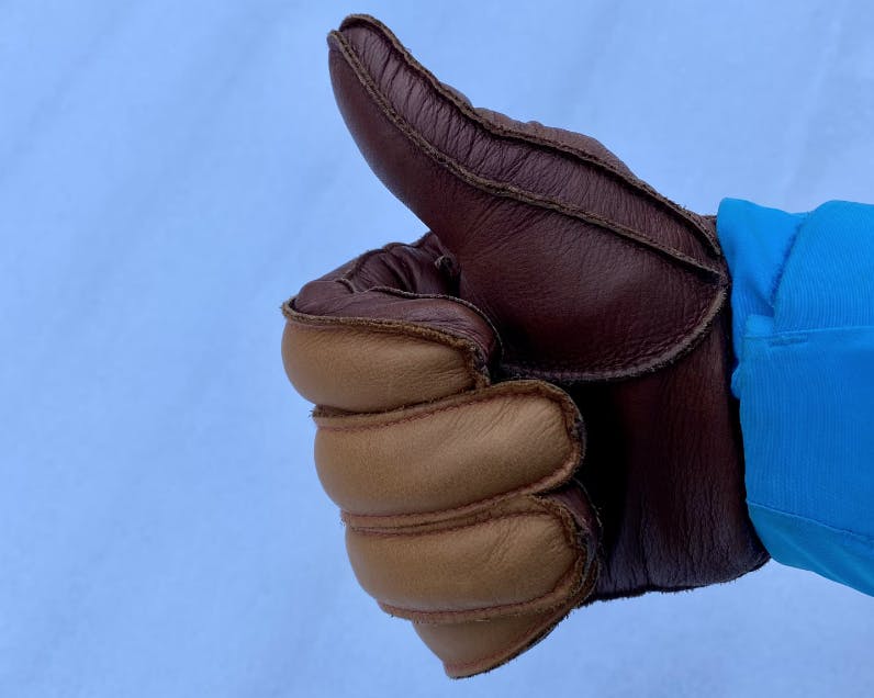 A hand giving a thumbs up in the Hestra Wakayama Gloves.