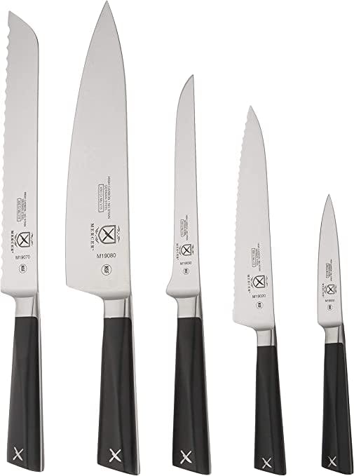 Mercer Zum Culinary 6-Piece Knife Block Set Beechwood & Glass