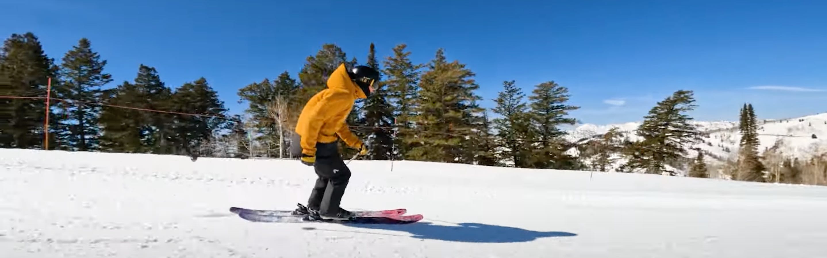 A skier on the Atomic Bent 110 skis. 