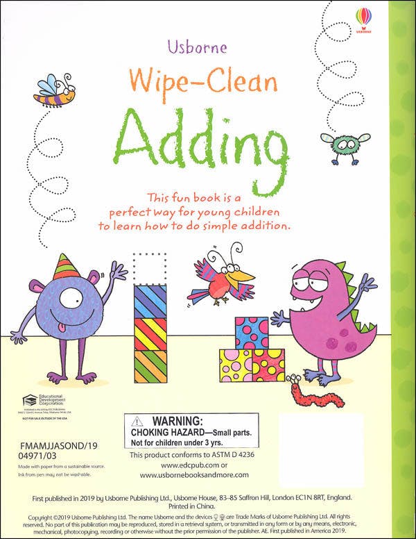 Usborne Wipe-Clean Adding Activity Book