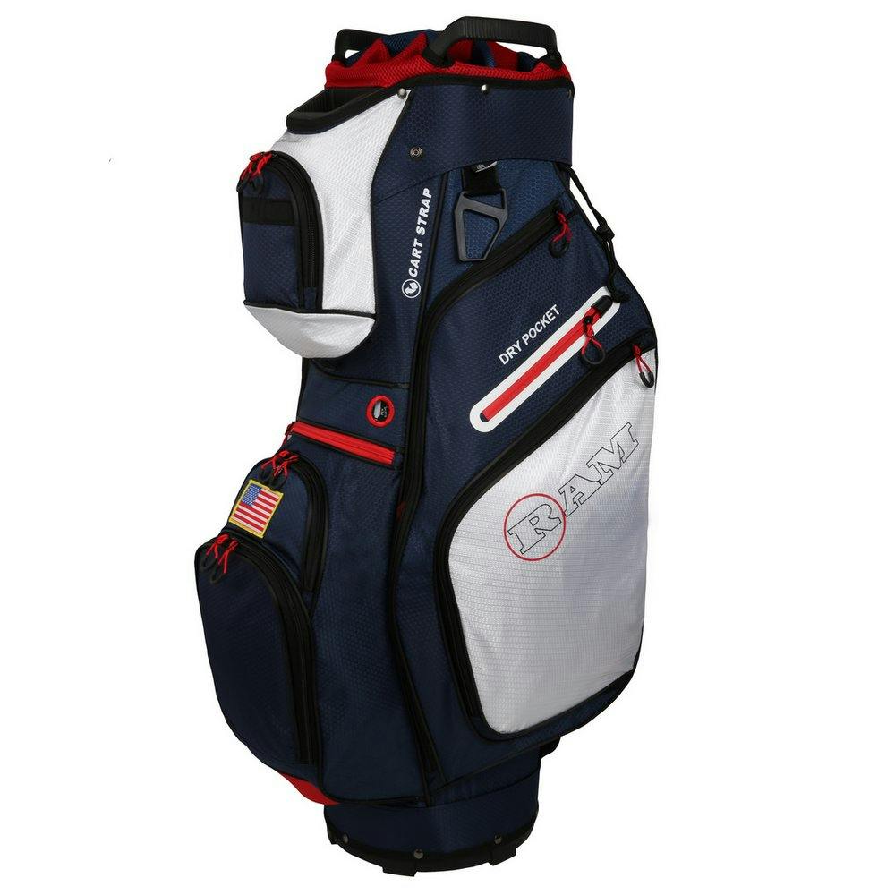 Ram Golf FX Deluxe Golf Cart Bag with 14 Way Dividers · USA Flag