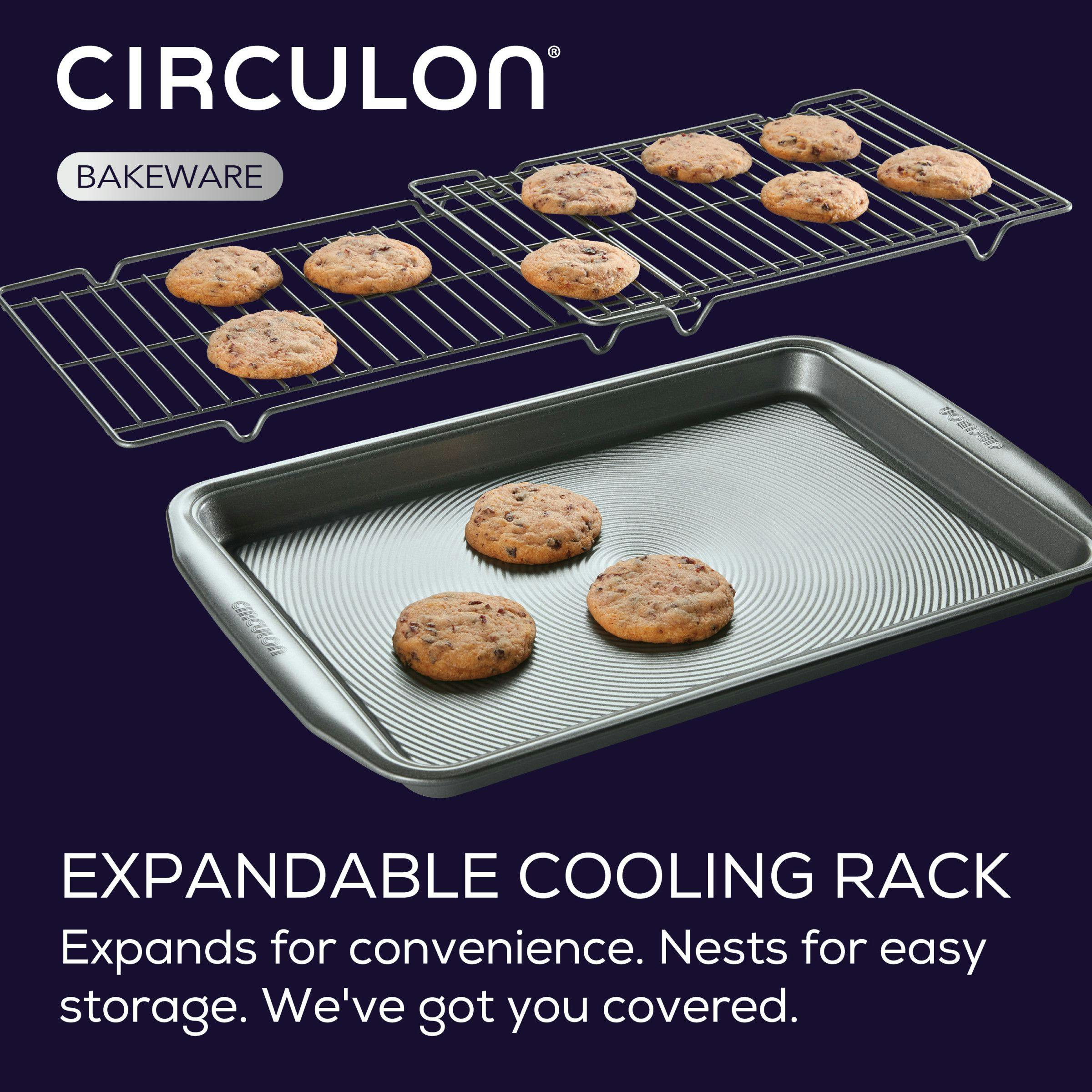 Circulon Bakeware 10 x 15-in Baking Sheet Pan and Cooling Rack Set, 3-Piece, Silver