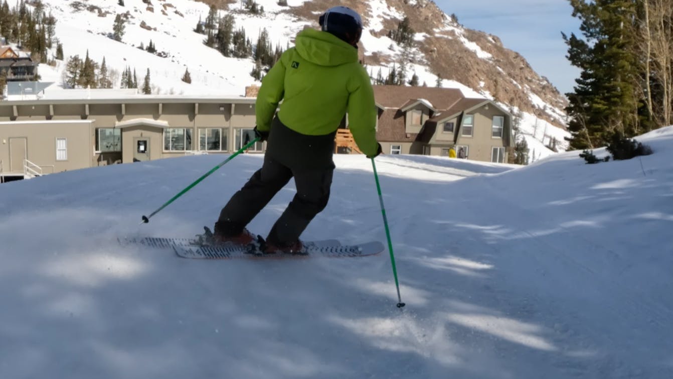 A skier on the 2023 Black Crows Serpo Skis.
