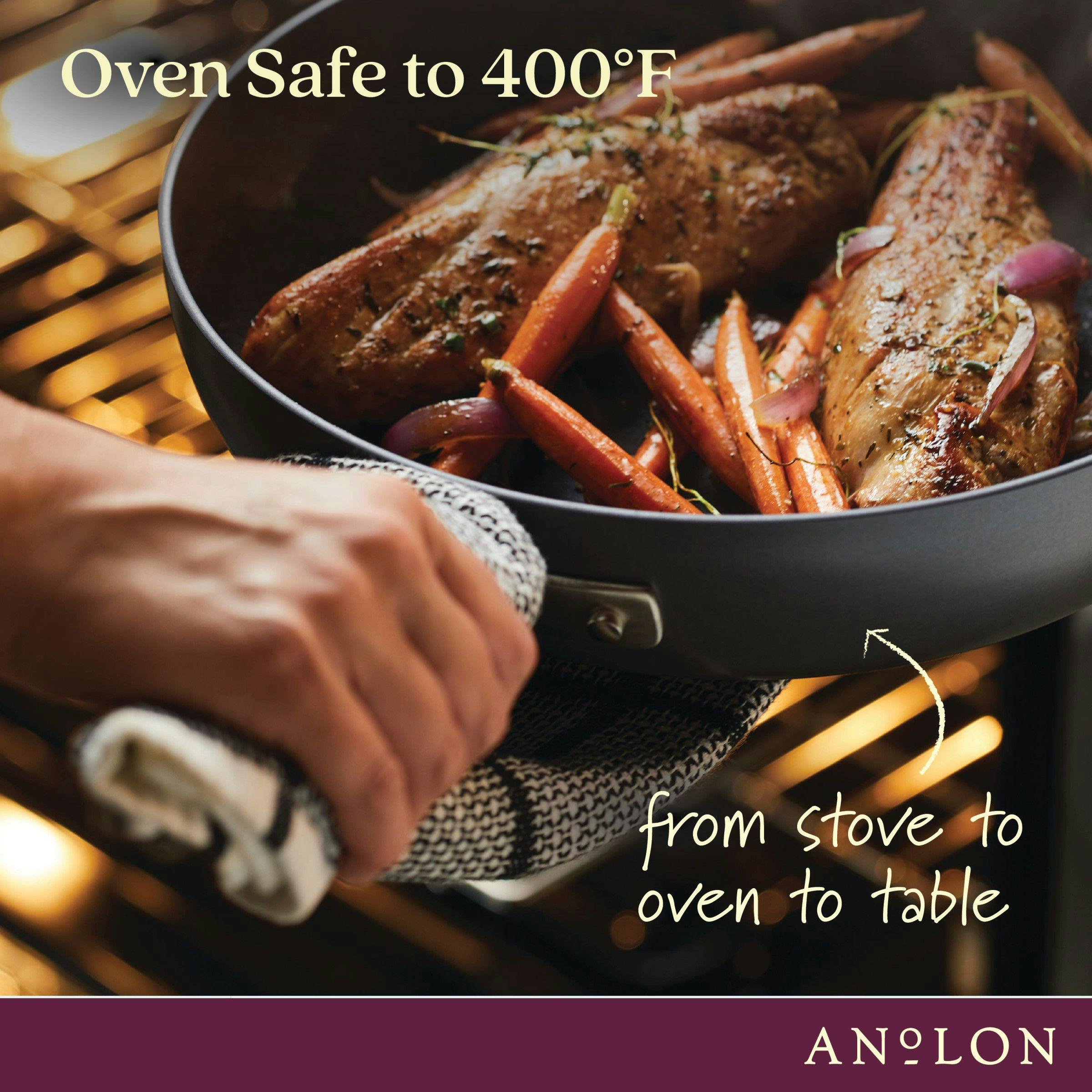 Anolon Achieve Hard Anodized Nonstick Cookware Pots and Pans Set, 9 Piece - Cream