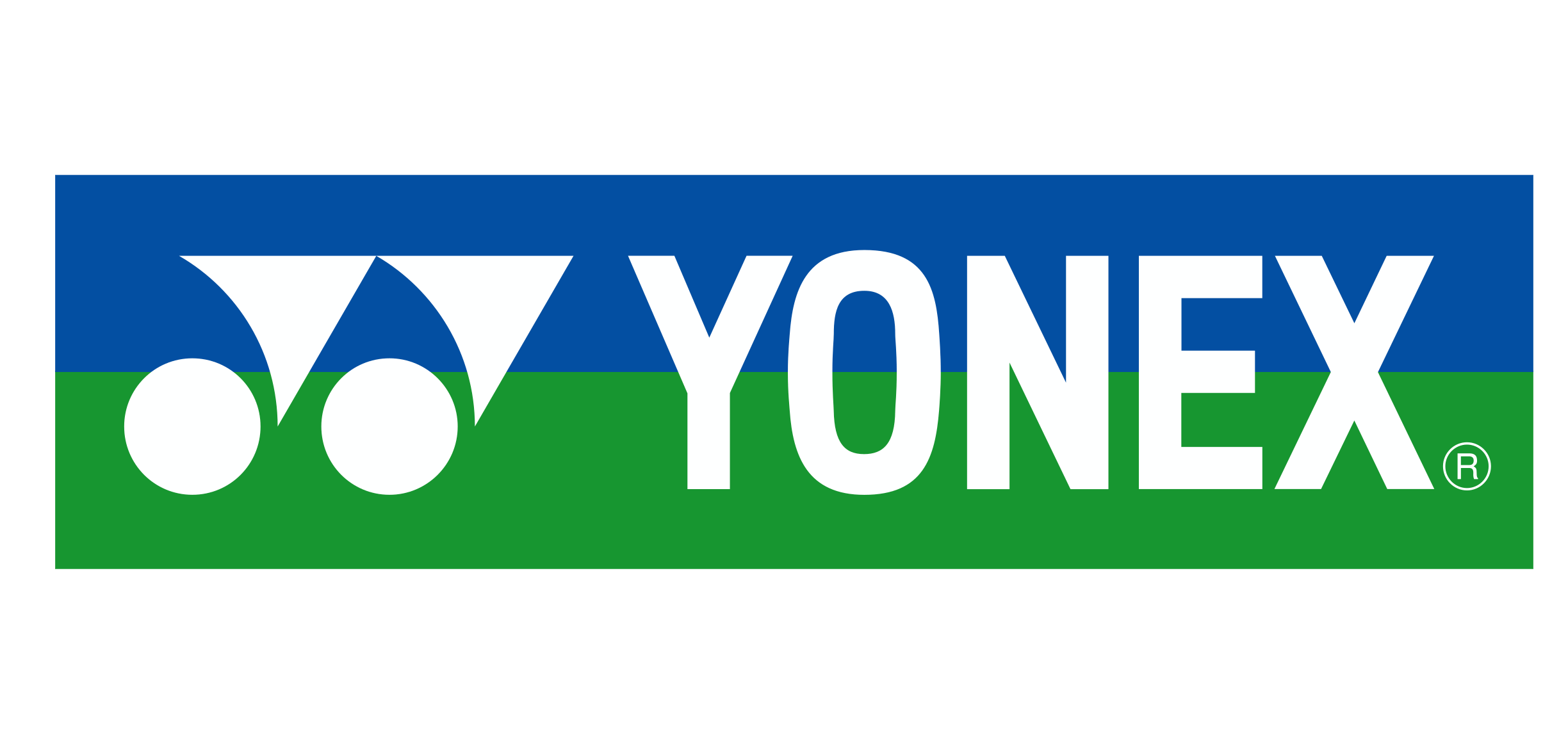 The Yonex logo reads "Yonex" in white text on a split blue and green background.