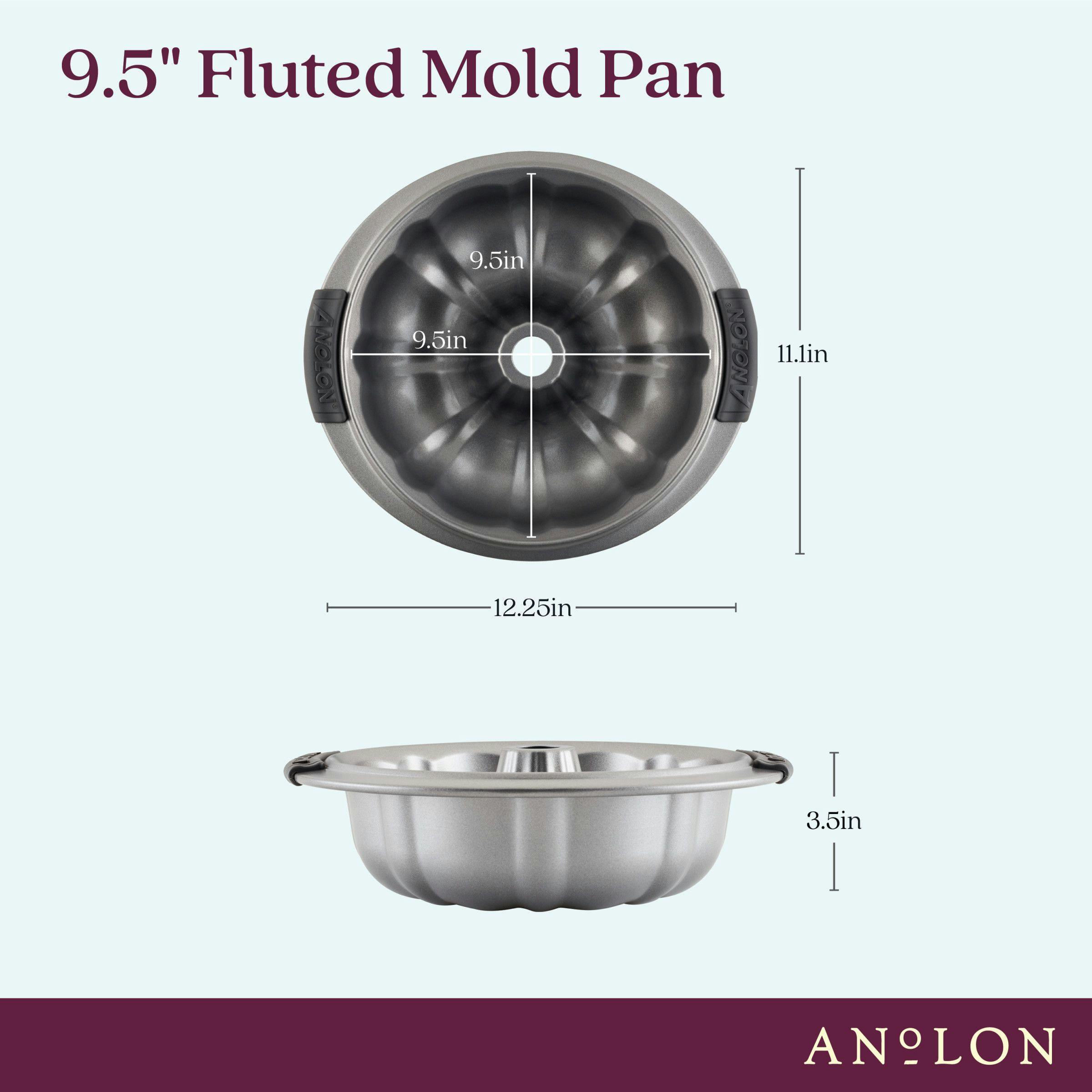 Anolon Advanced Bakeware Nonstick Fluted Mold Pan, 9.5-Inch, Gray