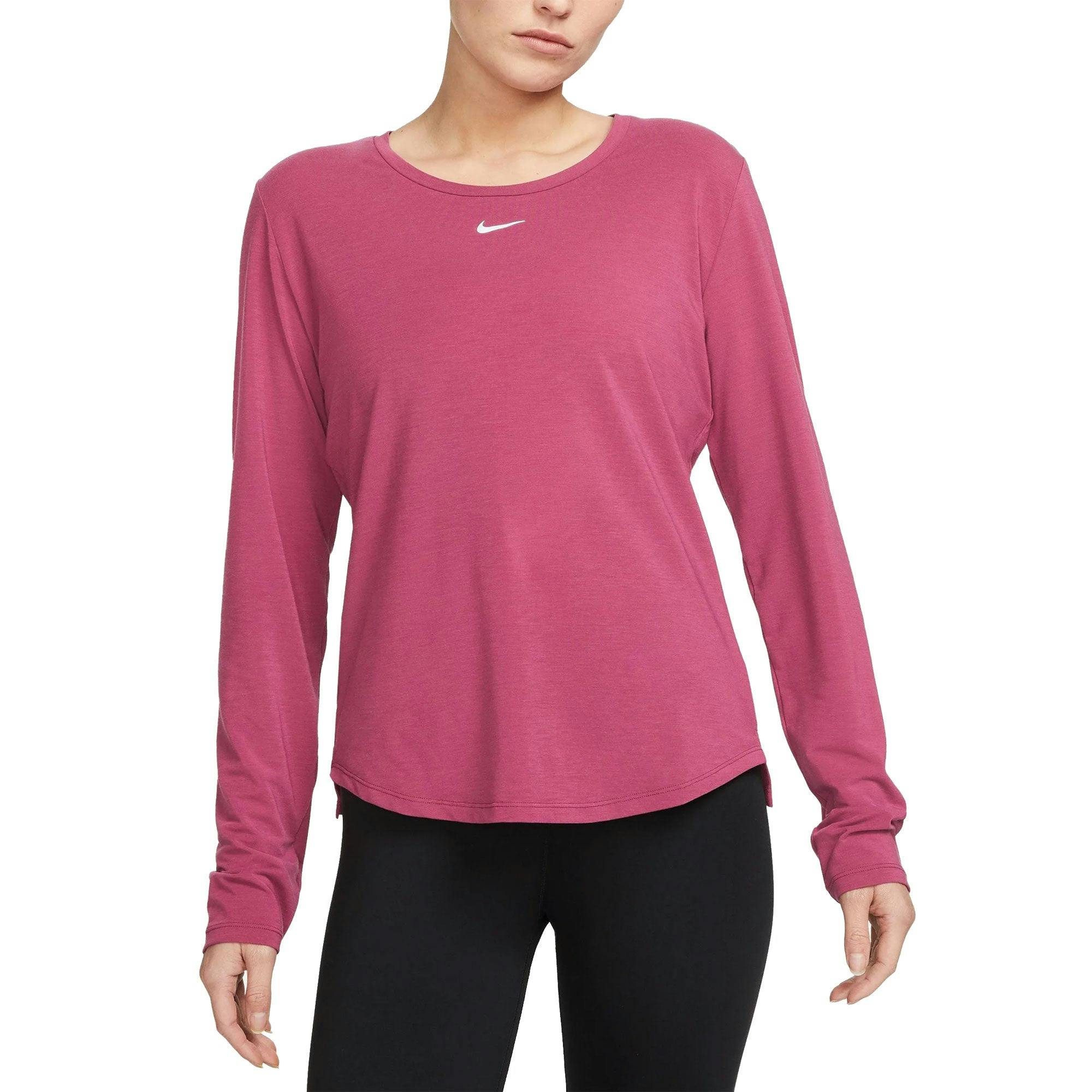Nike Dri-FIT One Luxe Womens Long Sleeve Tennis Shirt - ROSEWOOD 653 / S