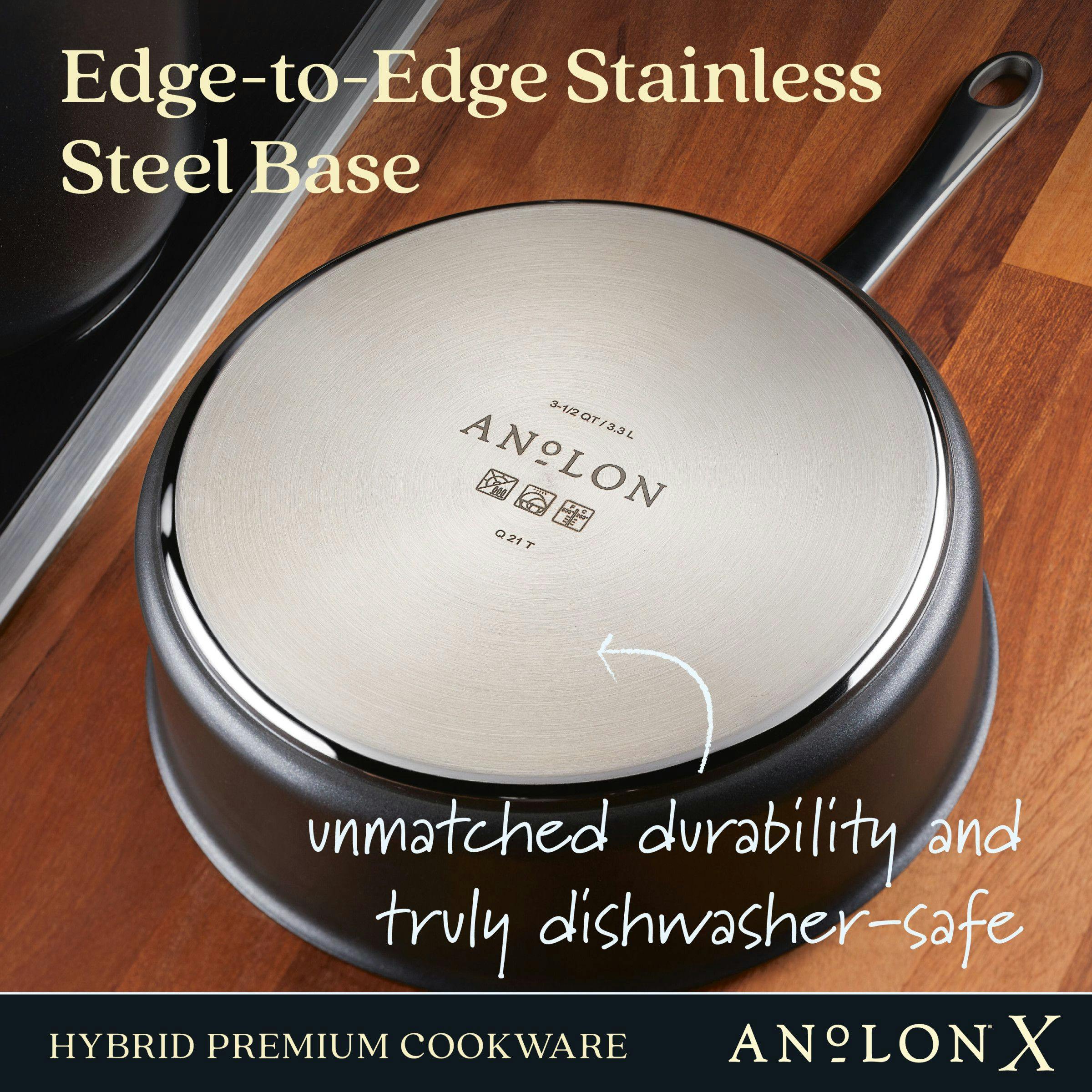 Anolon X Hybrid Nonstick Induction Saute Pan With Lid, 3.5-Quart, Super Dark Gray