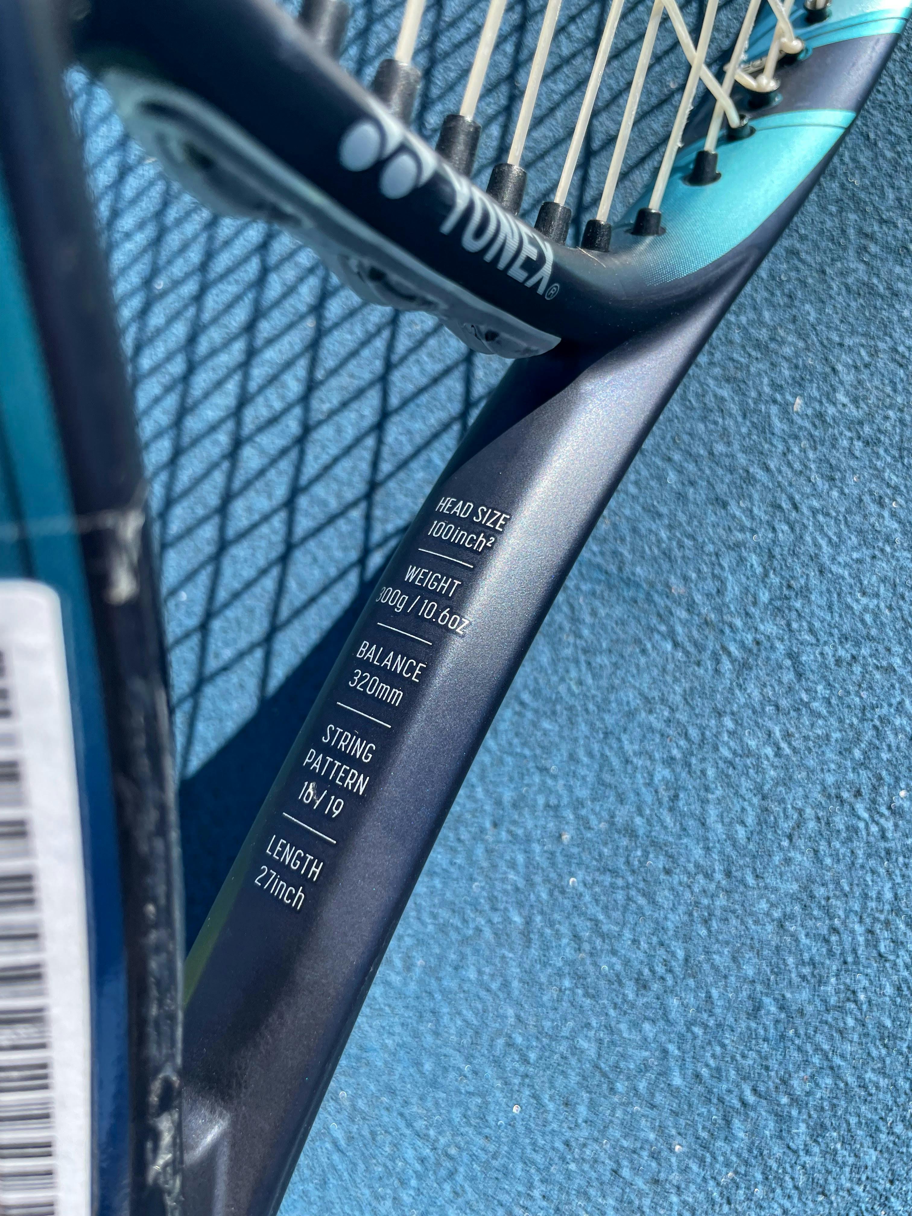 The inside of the Yonex EZone 100 Racquet.