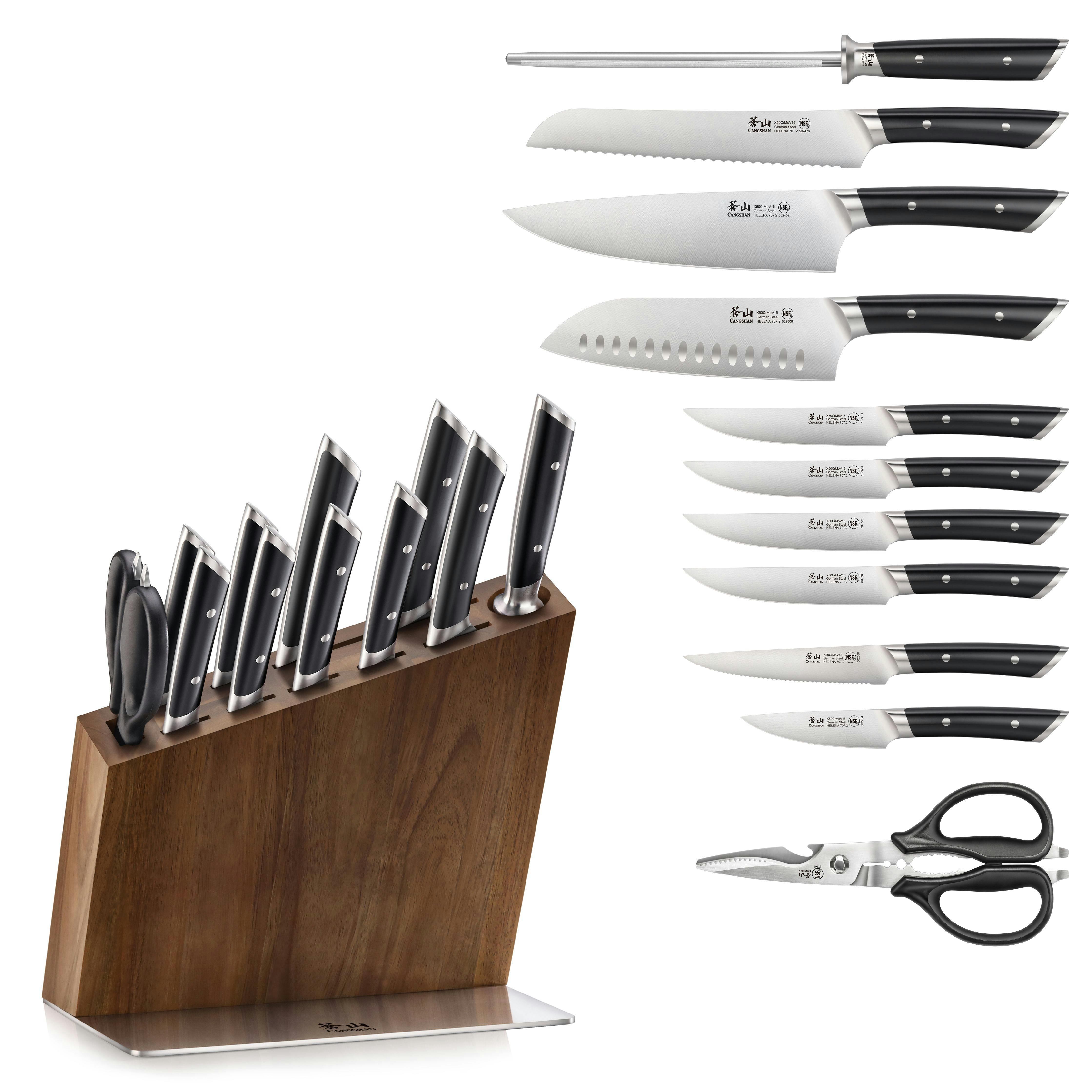 Cangshan Helena Series German Steel 23-Piece Knife Block Set, White