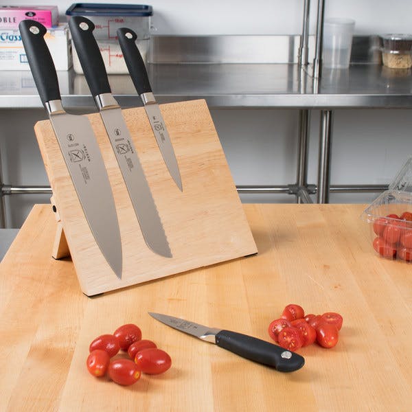 Mercer Culinary 5-Piece Acacia Magnetic Board and Knife Set