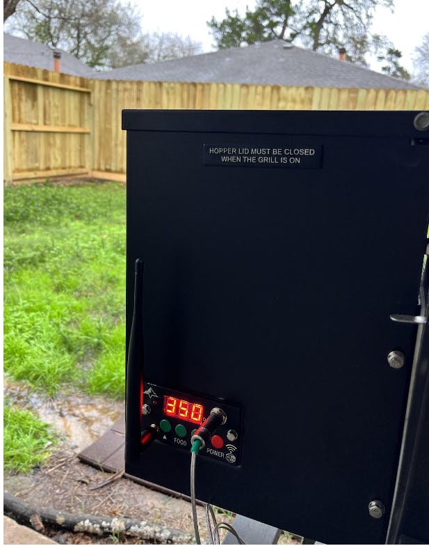 The control box on a pellet grill.