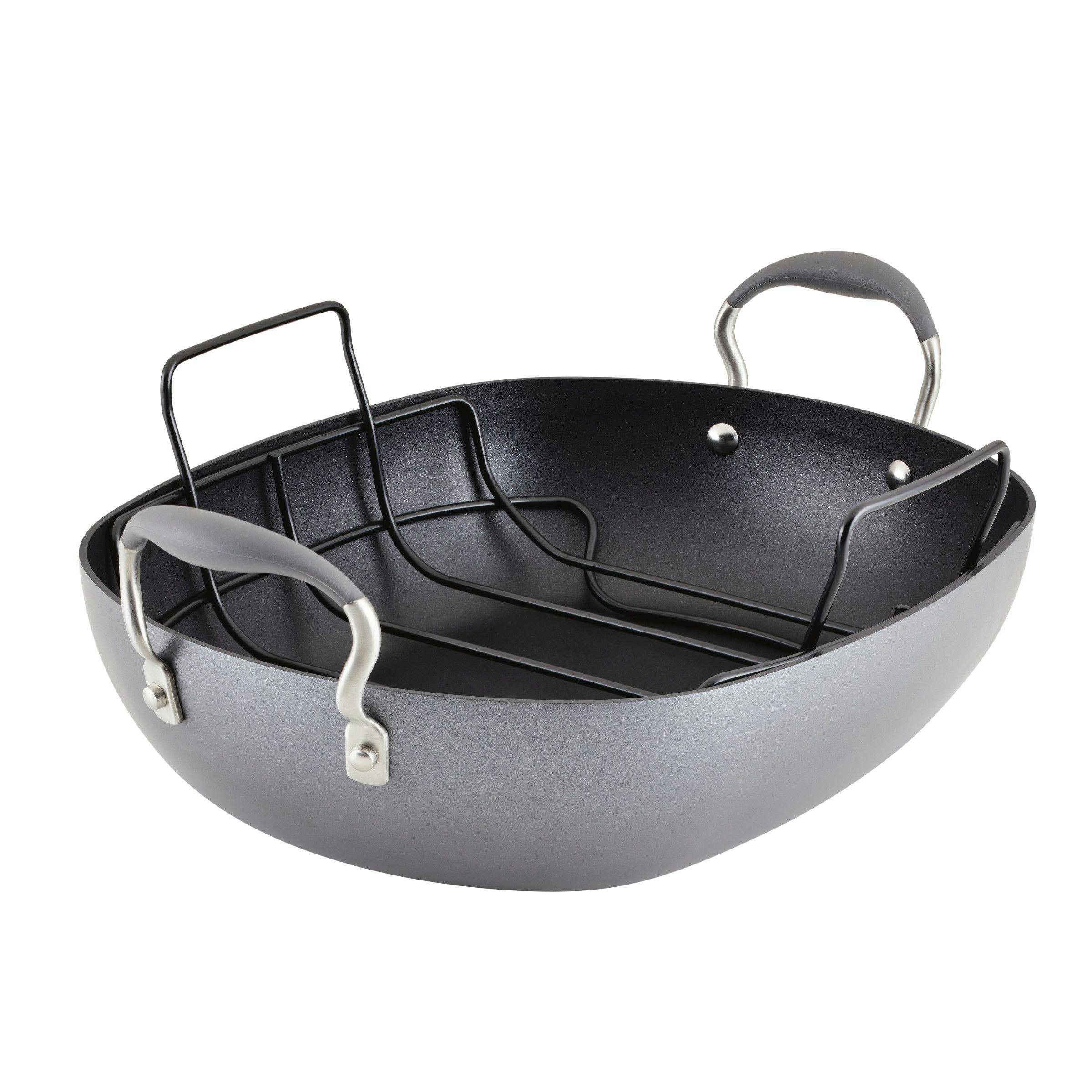 Anolon Advanced Hard Anodized Nonstick Roaster with Rack, Dark Gray