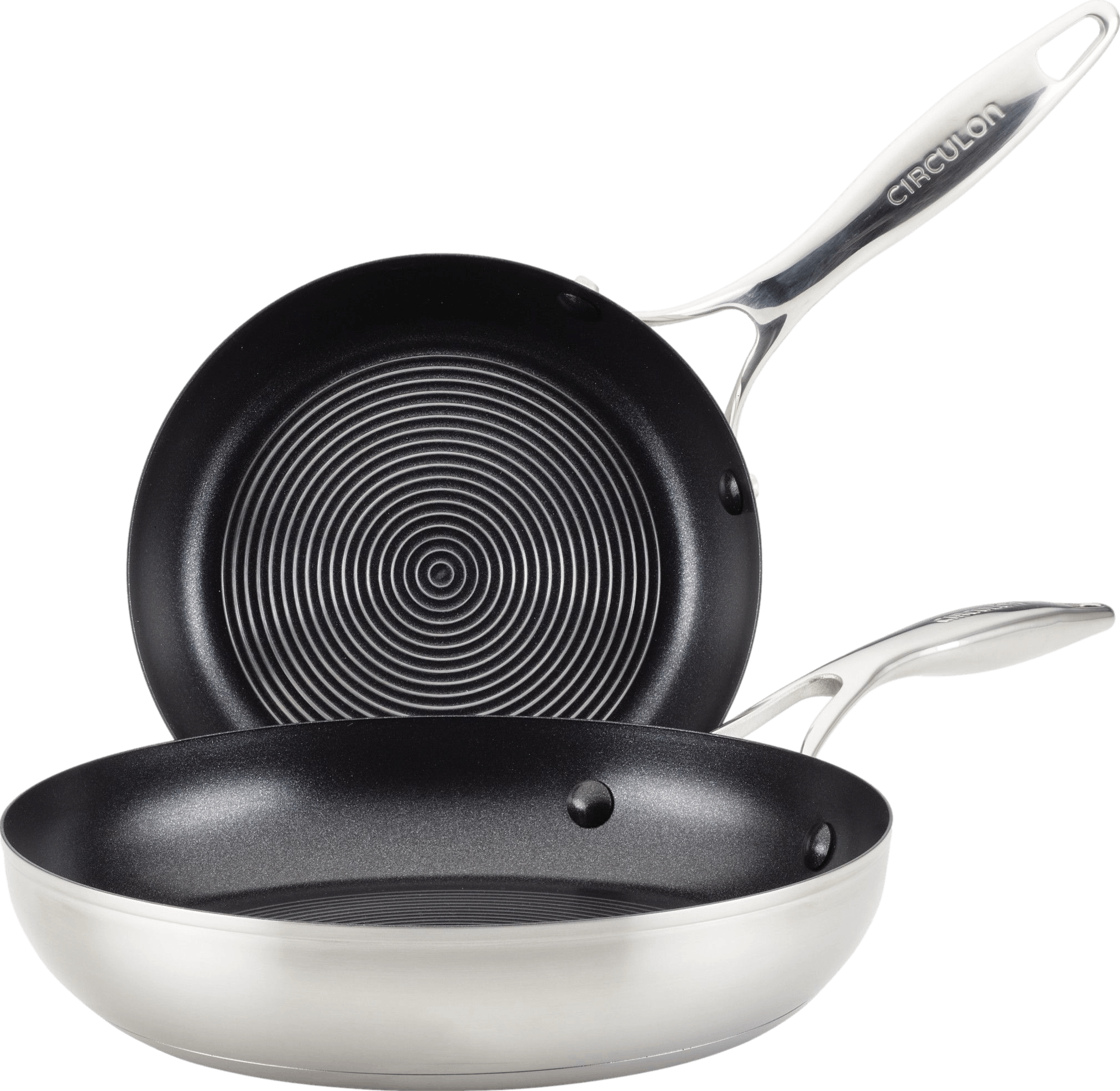 Circulon Stainless Steel Induction Frying Pan Set with SteelShield Hybrid Stainless and Nonstick Technology, 2-piece, Silver