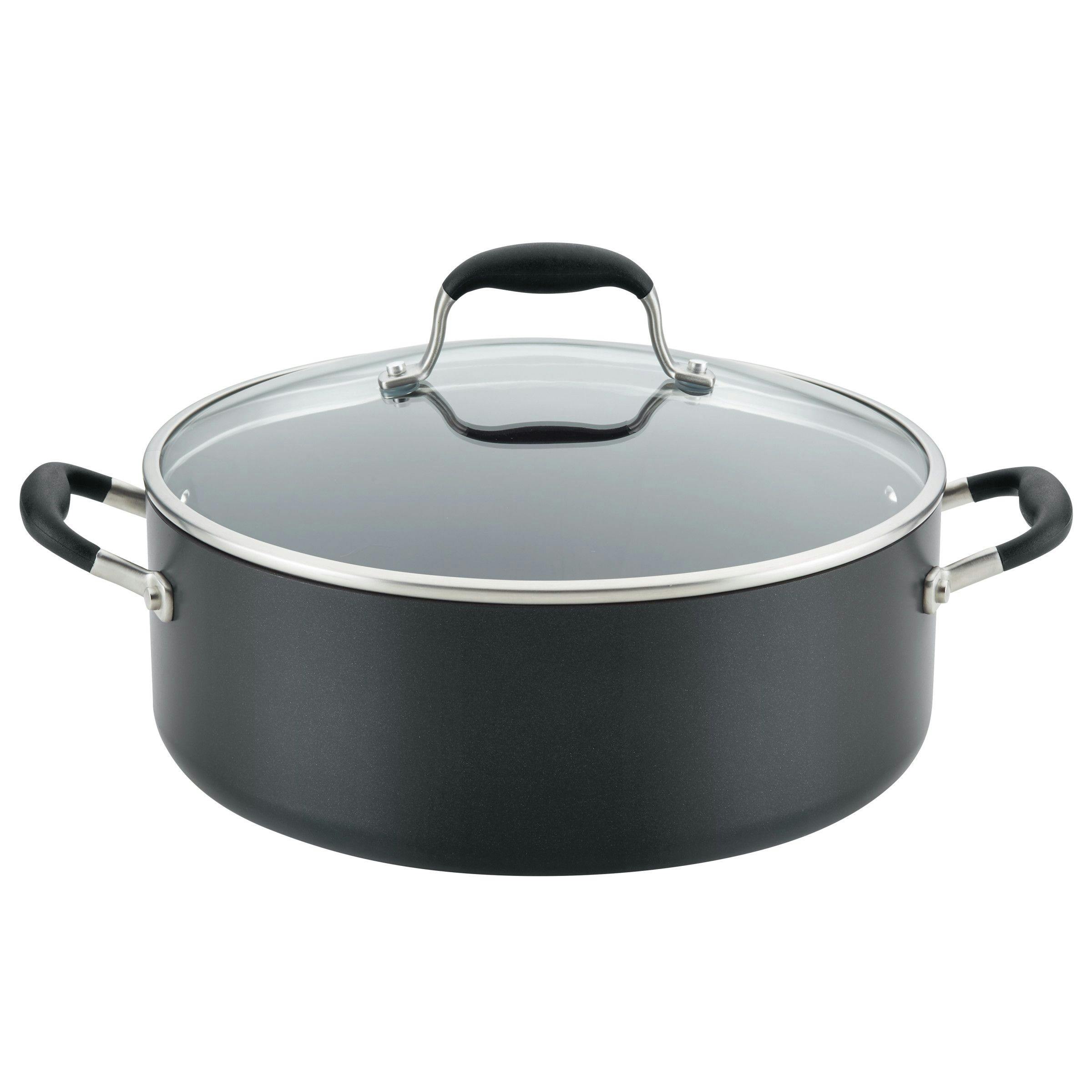 Anolon Advanced Home Hard-Anodized Nonstick Wide Stockpot with Lid, 7.5-Quart, Onyx