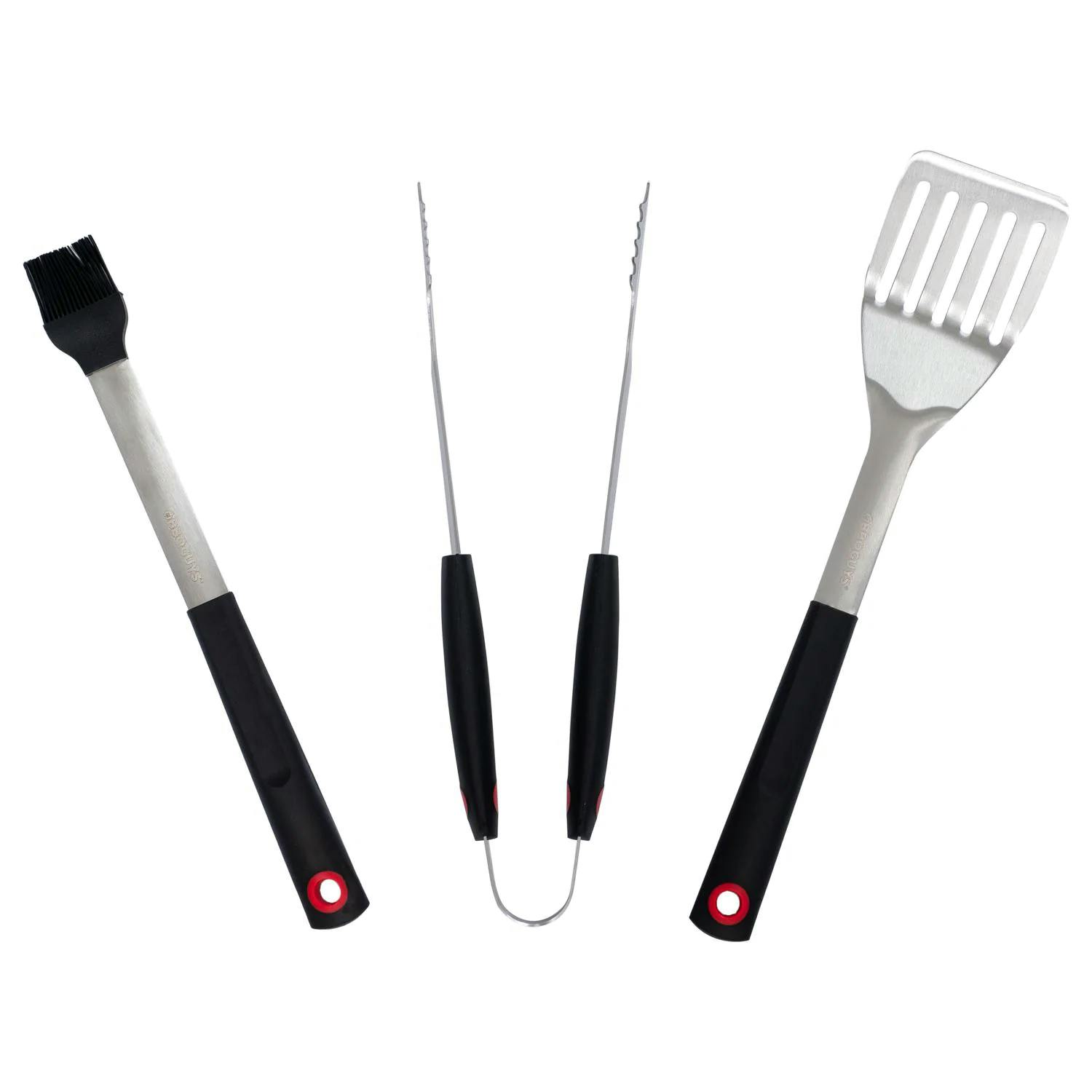 BBQGuys Signature 3 Piece Stainless Steel with Molded Handles Tool Set