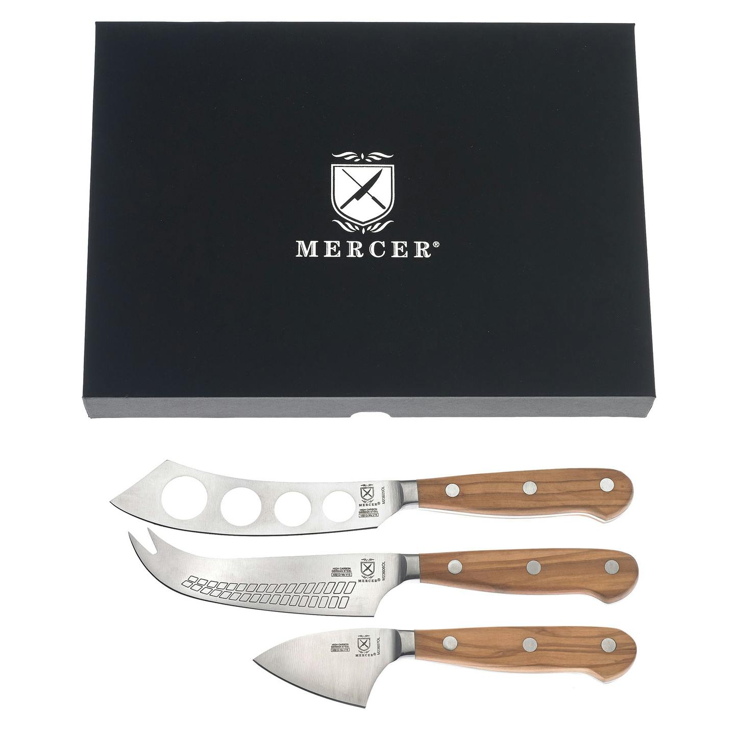 Mercer Culinary Renaissance 3-Piece Cheese Knife Set, Olive Wood Handle