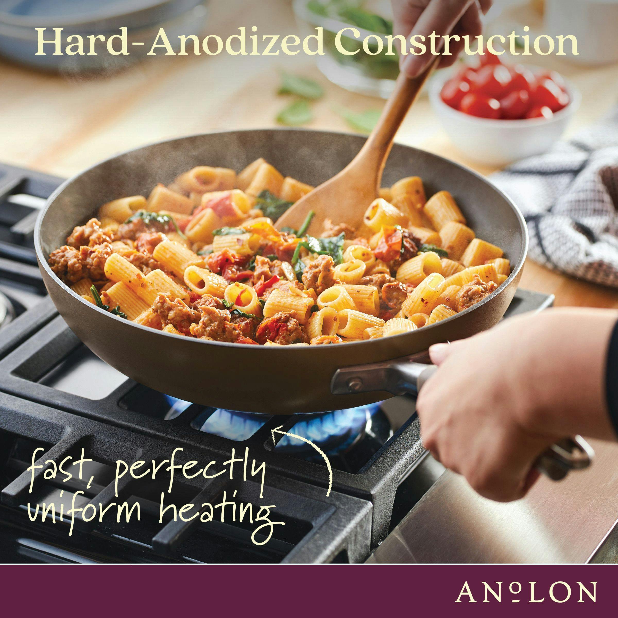 Anolon Advanced Home Hard-Anodized Nonstick Ultimate Pan with Lid, 12-Inch, Bronze